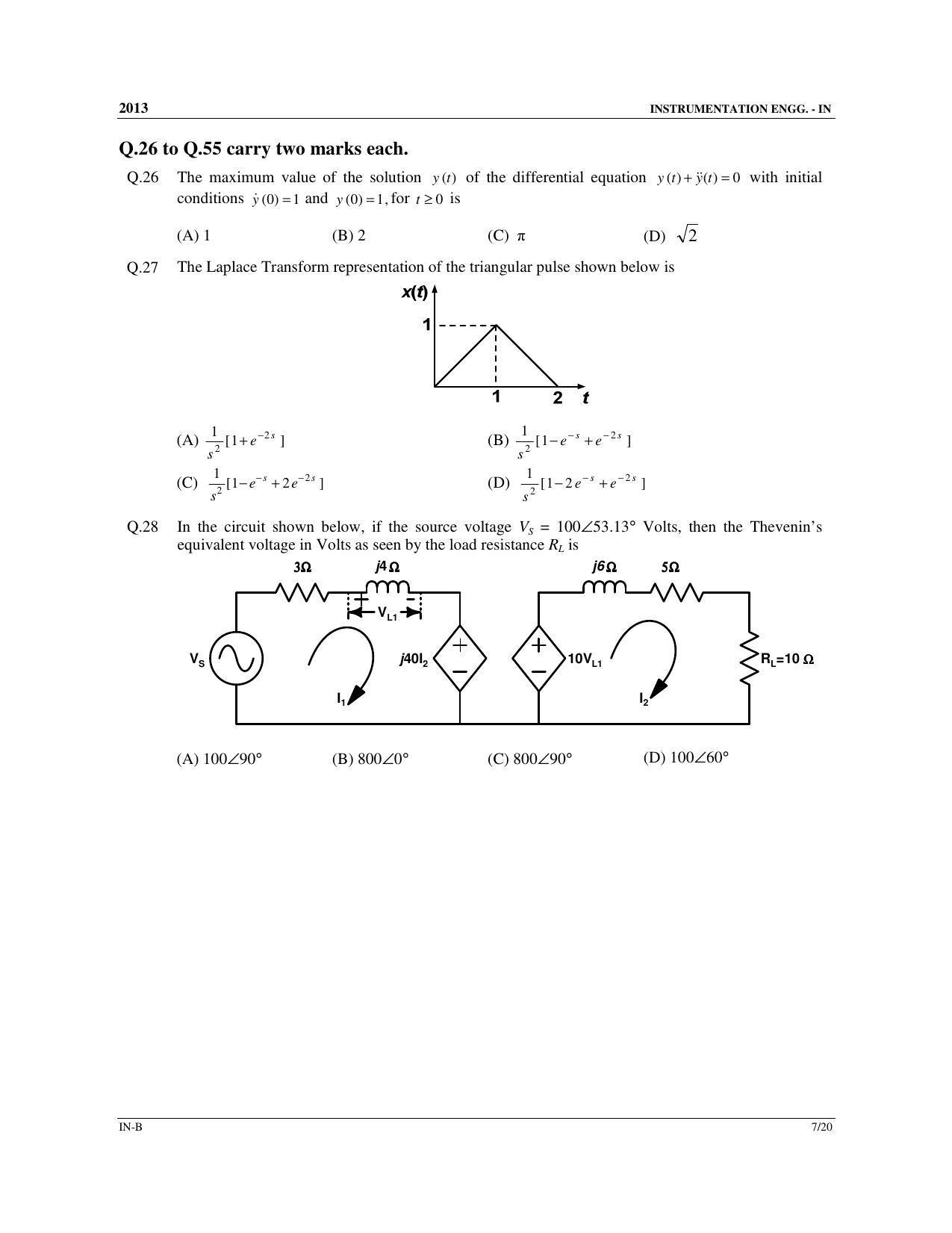 GATE 2013 Instrumentation Engineering (IN) Question Paper with Answer Key - Page 25