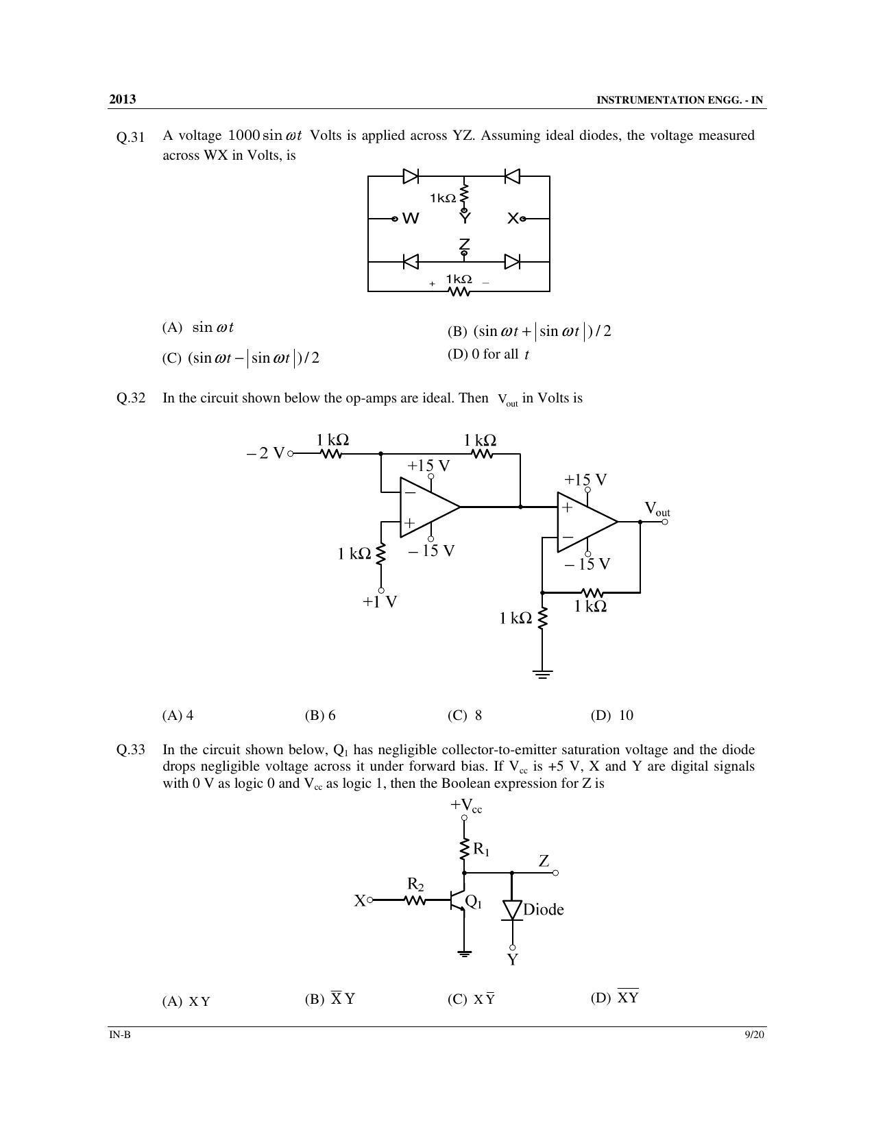 GATE 2013 Instrumentation Engineering (IN) Question Paper with Answer Key - Page 27