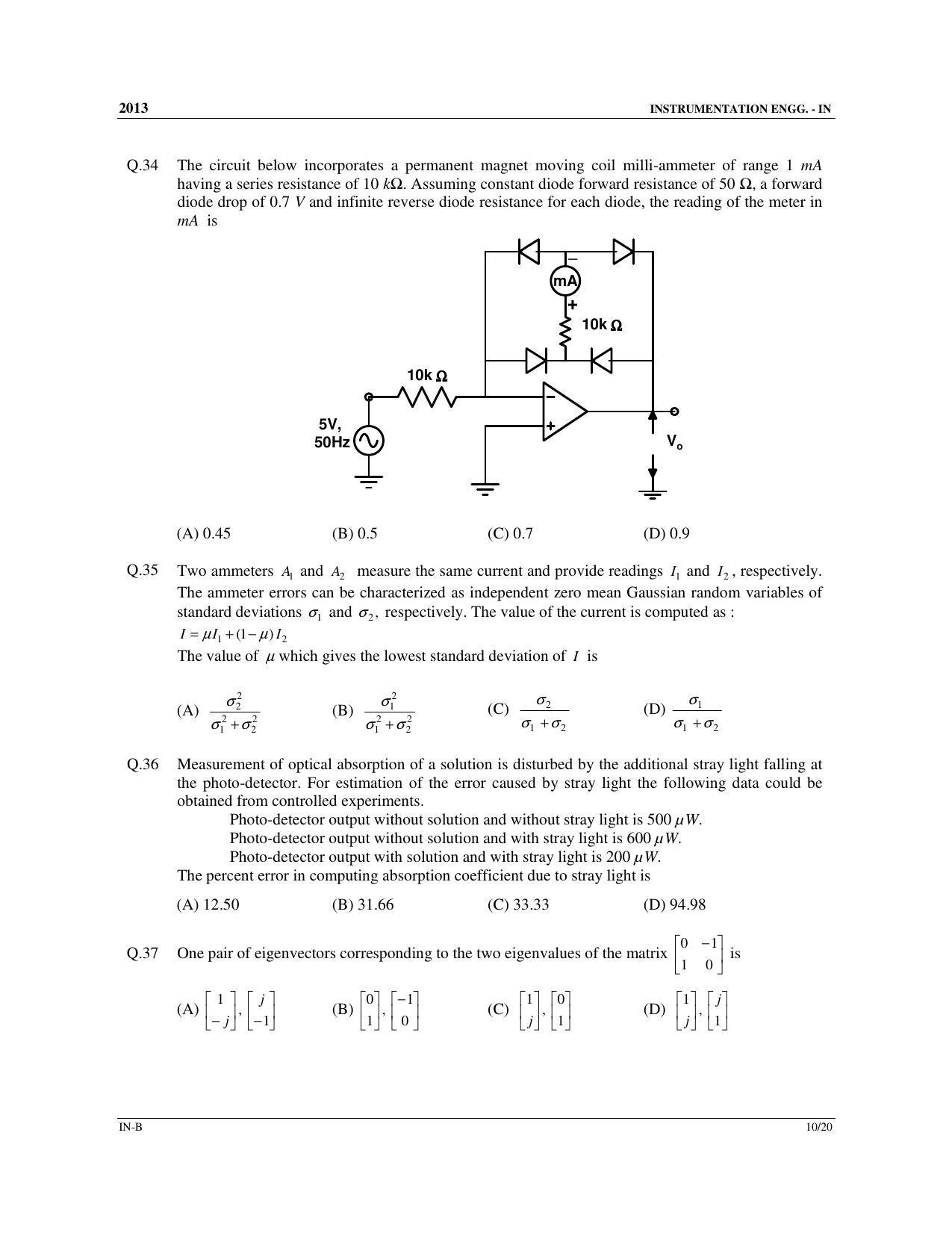 GATE 2013 Instrumentation Engineering (IN) Question Paper with Answer Key - Page 28