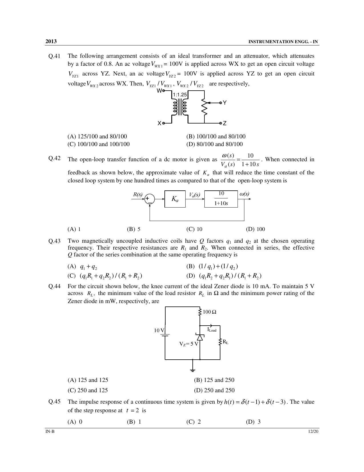 GATE 2013 Instrumentation Engineering (IN) Question Paper with Answer Key - Page 30