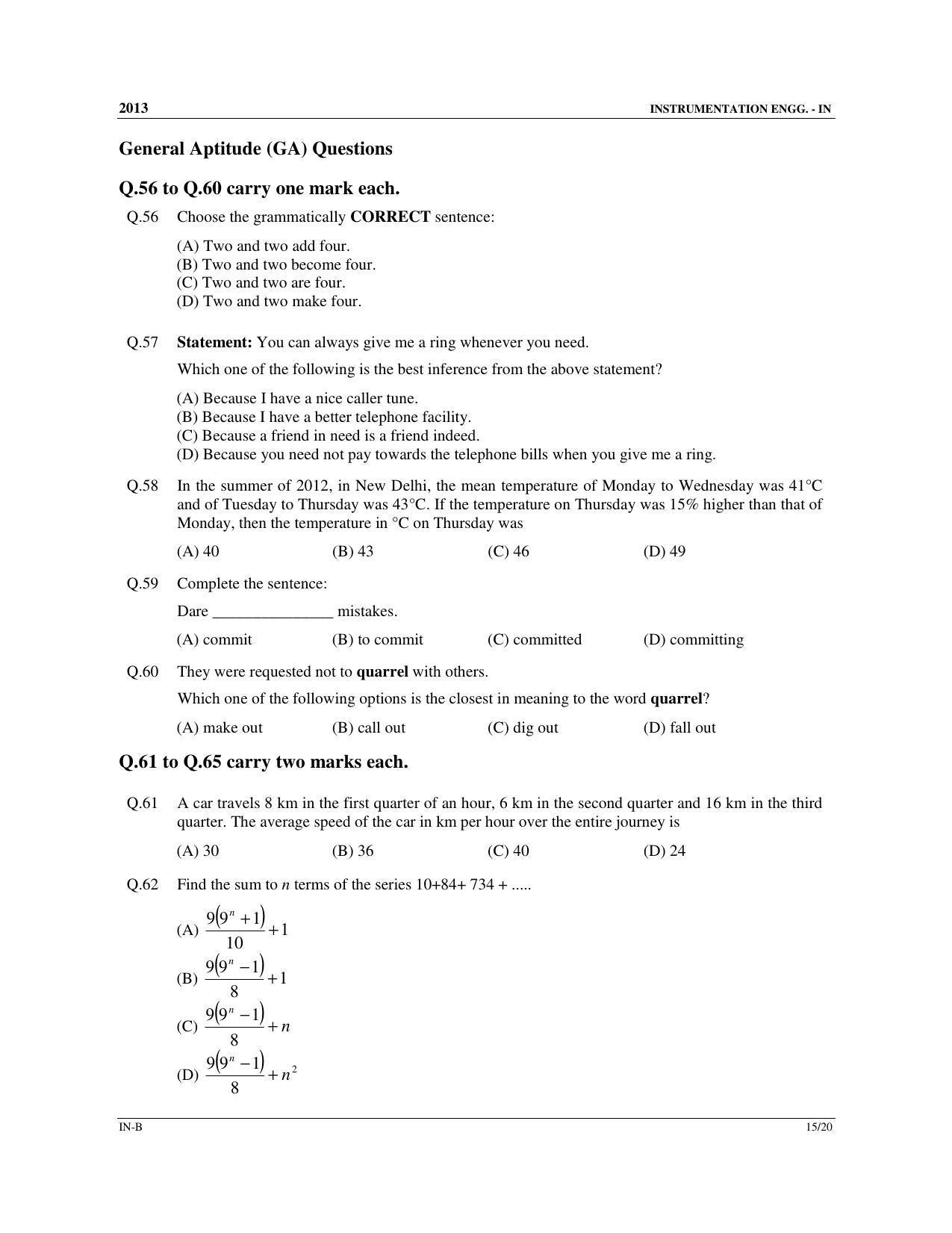 GATE 2013 Instrumentation Engineering (IN) Question Paper with Answer Key - Page 33