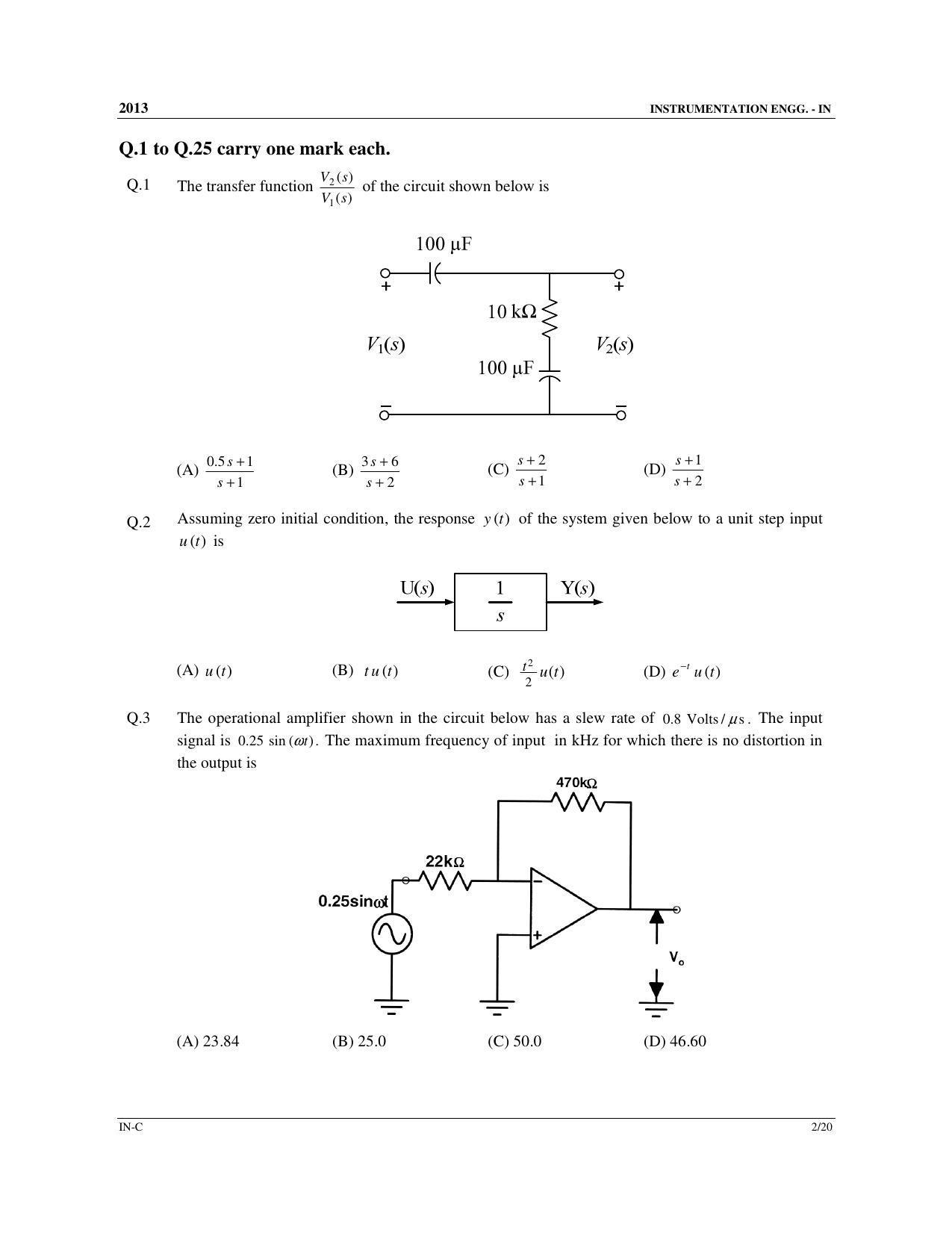 GATE 2013 Instrumentation Engineering (IN) Question Paper with Answer Key - Page 37