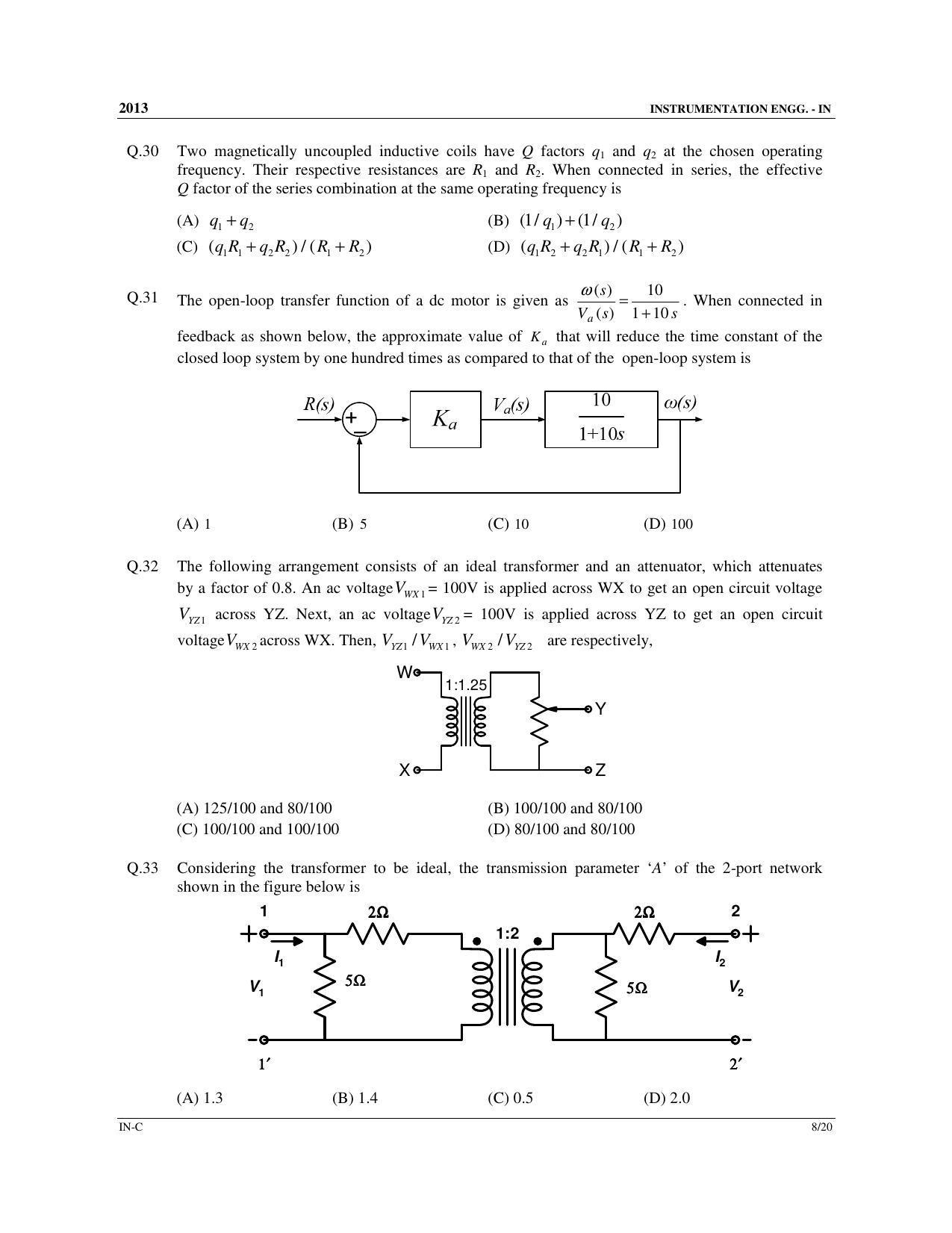 GATE 2013 Instrumentation Engineering (IN) Question Paper with Answer Key - Page 43
