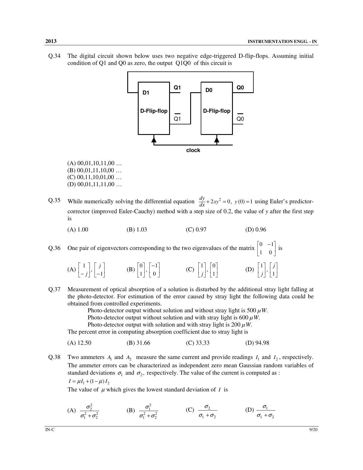 GATE 2013 Instrumentation Engineering (IN) Question Paper with Answer Key - Page 44