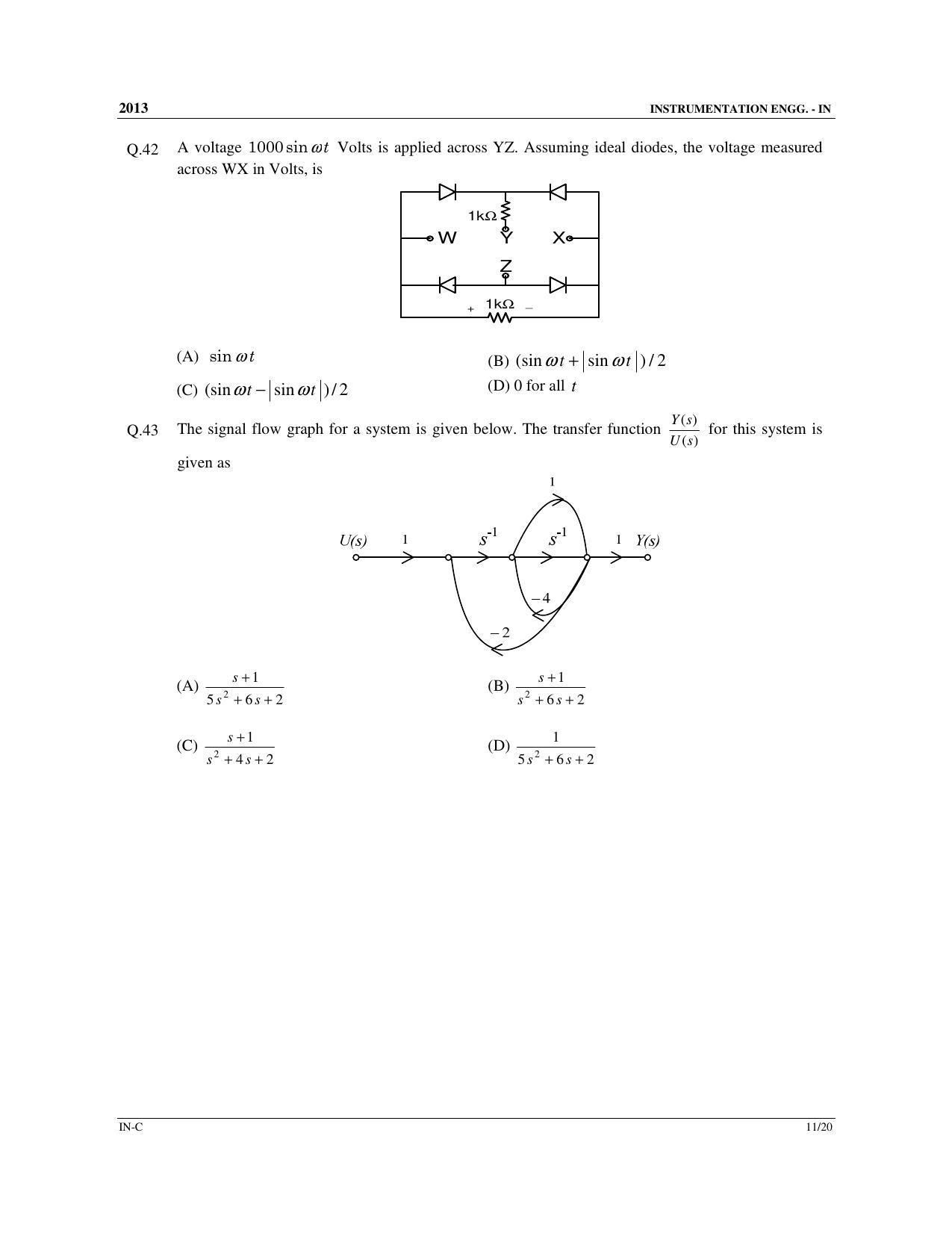 GATE 2013 Instrumentation Engineering (IN) Question Paper with Answer Key - Page 46