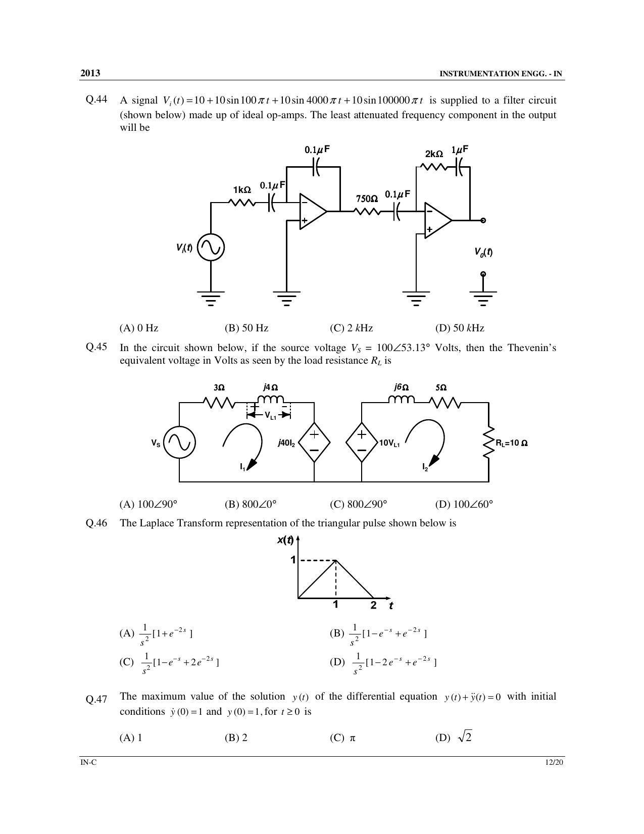GATE 2013 Instrumentation Engineering (IN) Question Paper with Answer Key - Page 47