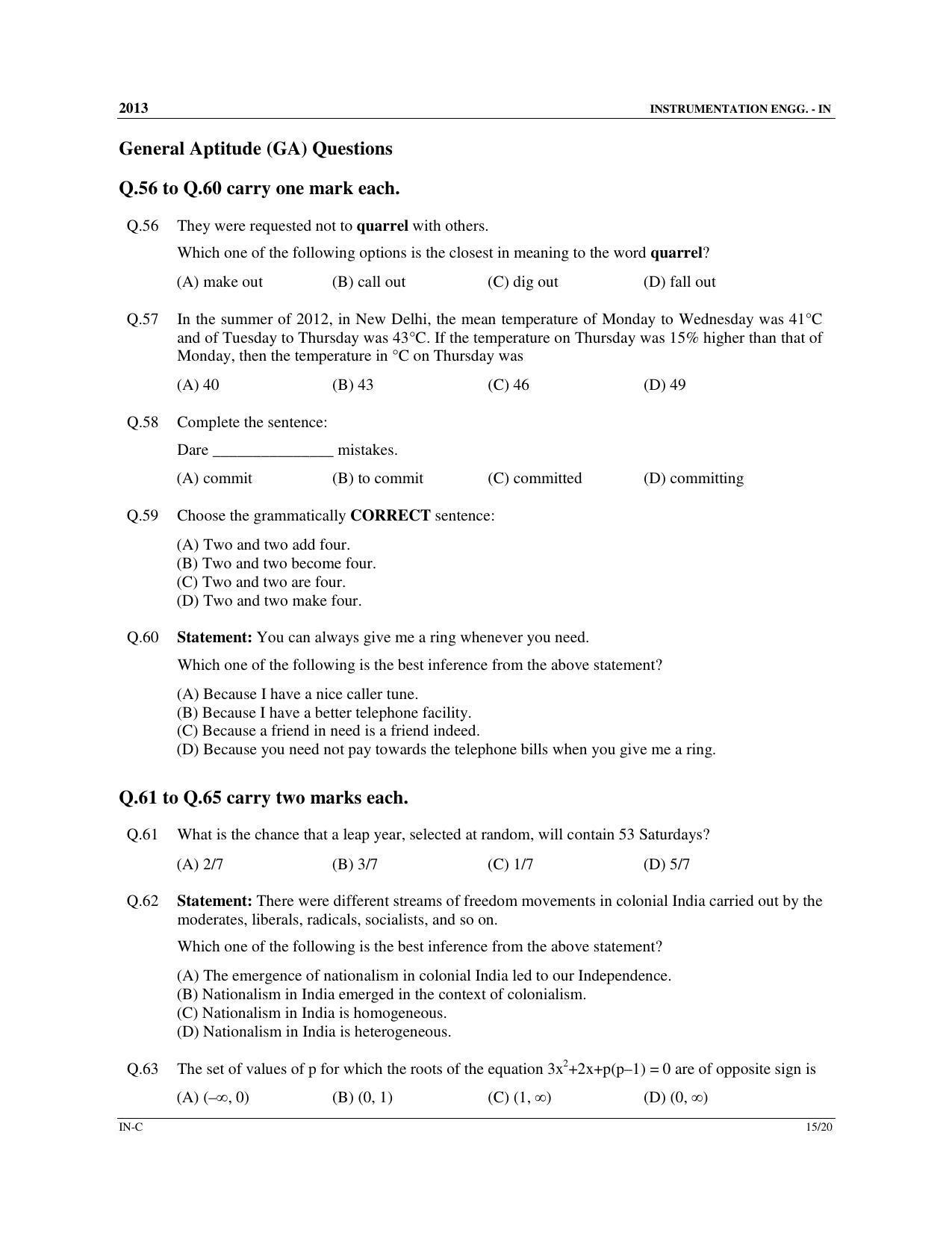 GATE 2013 Instrumentation Engineering (IN) Question Paper with Answer Key - Page 50