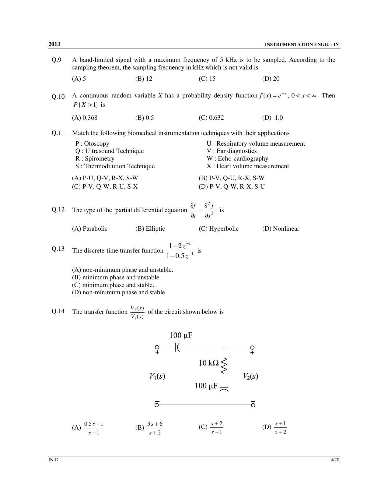 GATE 2013 Instrumentation Engineering (IN) Question Paper with Answer Key - Page 56