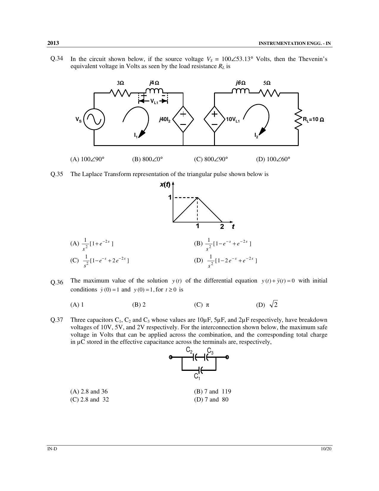 GATE 2013 Instrumentation Engineering (IN) Question Paper with Answer Key - Page 62