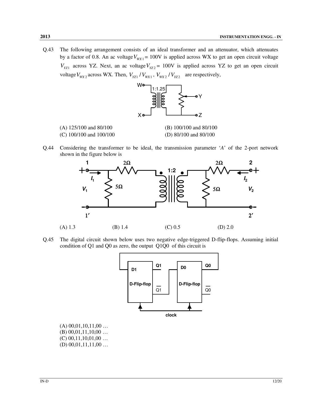 GATE 2013 Instrumentation Engineering (IN) Question Paper with Answer Key - Page 64