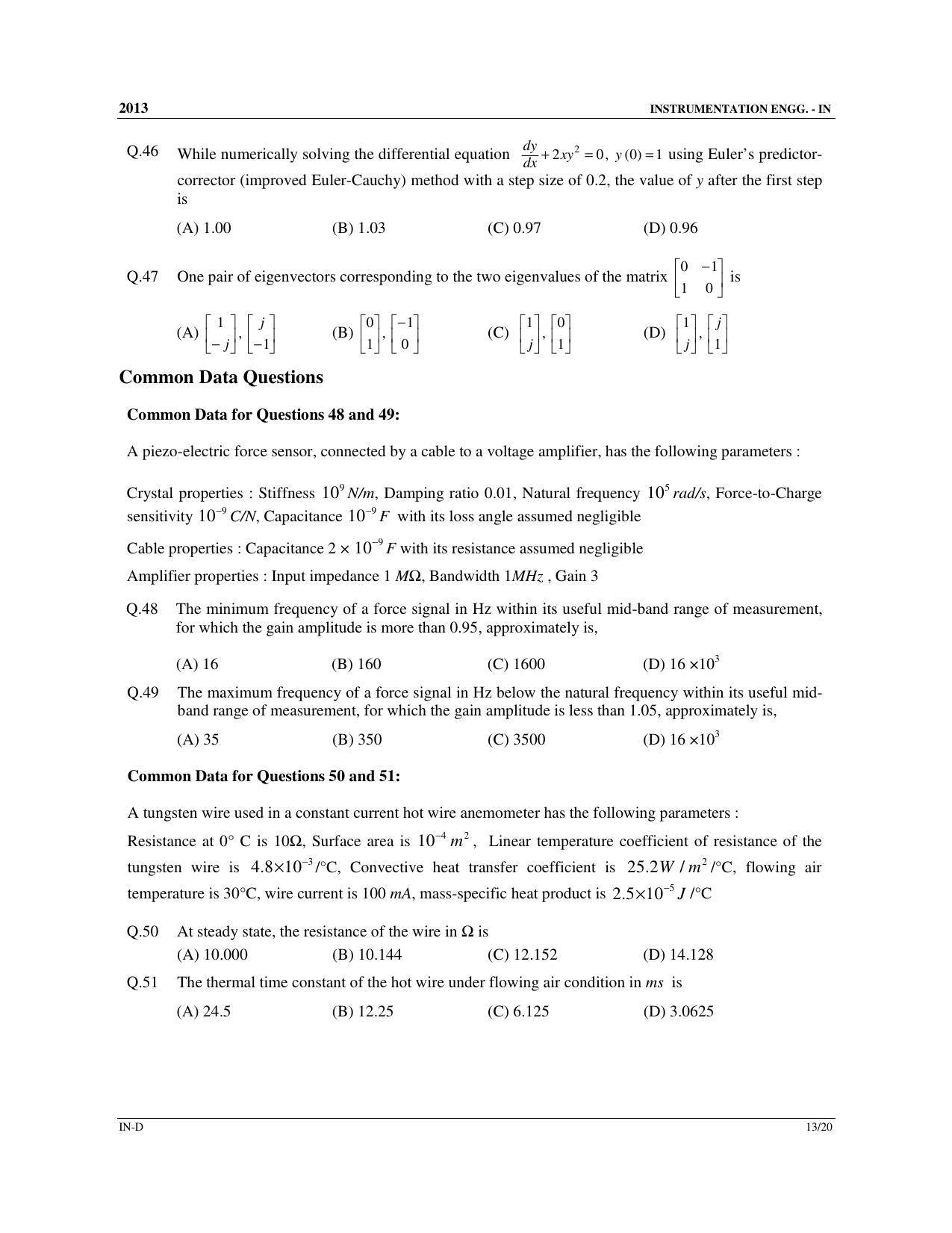 GATE 2013 Instrumentation Engineering (IN) Question Paper with Answer Key - Page 65
