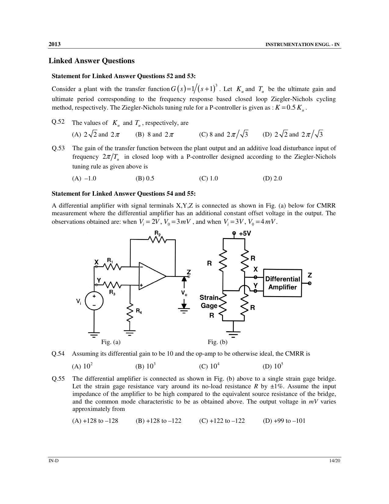 GATE 2013 Instrumentation Engineering (IN) Question Paper with Answer Key - Page 66