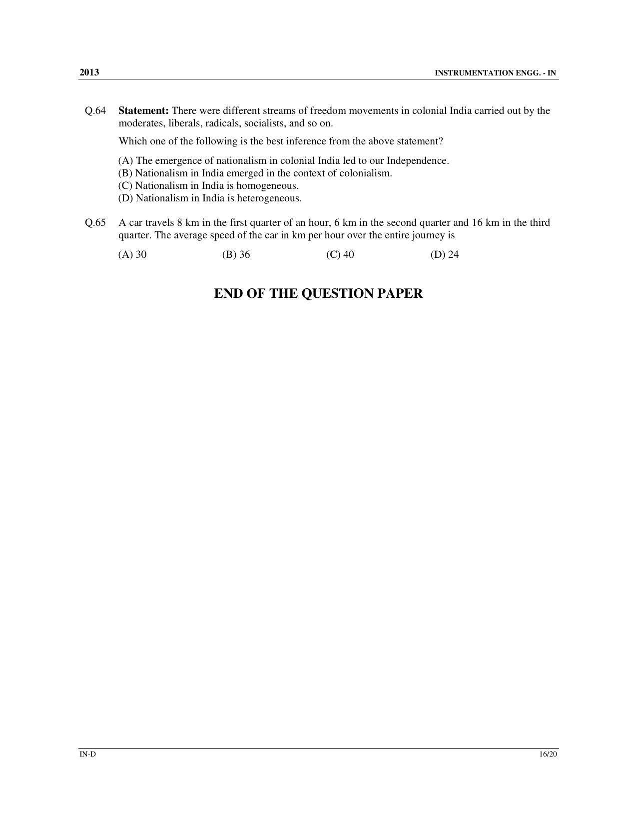 GATE 2013 Instrumentation Engineering (IN) Question Paper with Answer Key - Page 68