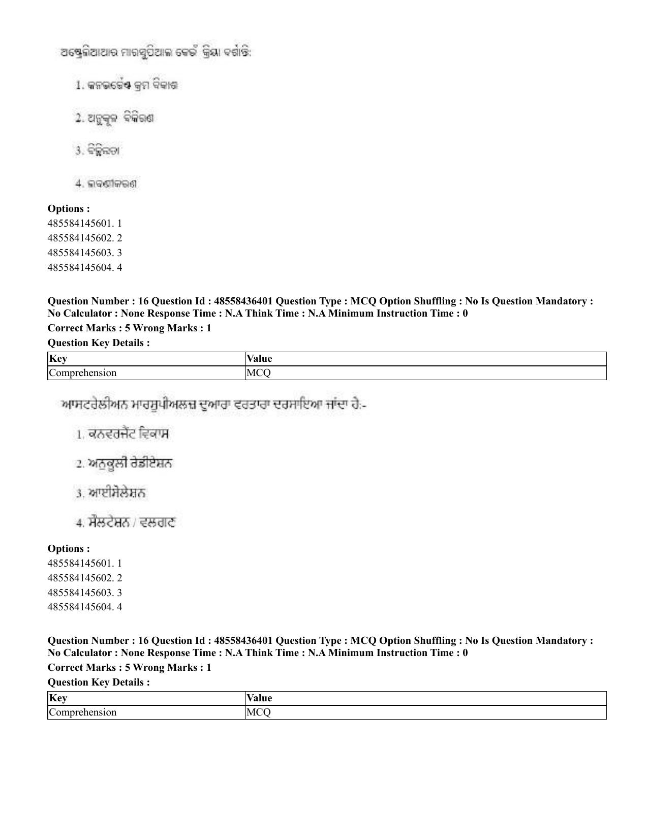 CUET 2023 International Shift 3 Question Papers - 22 June 2023 - Page 121