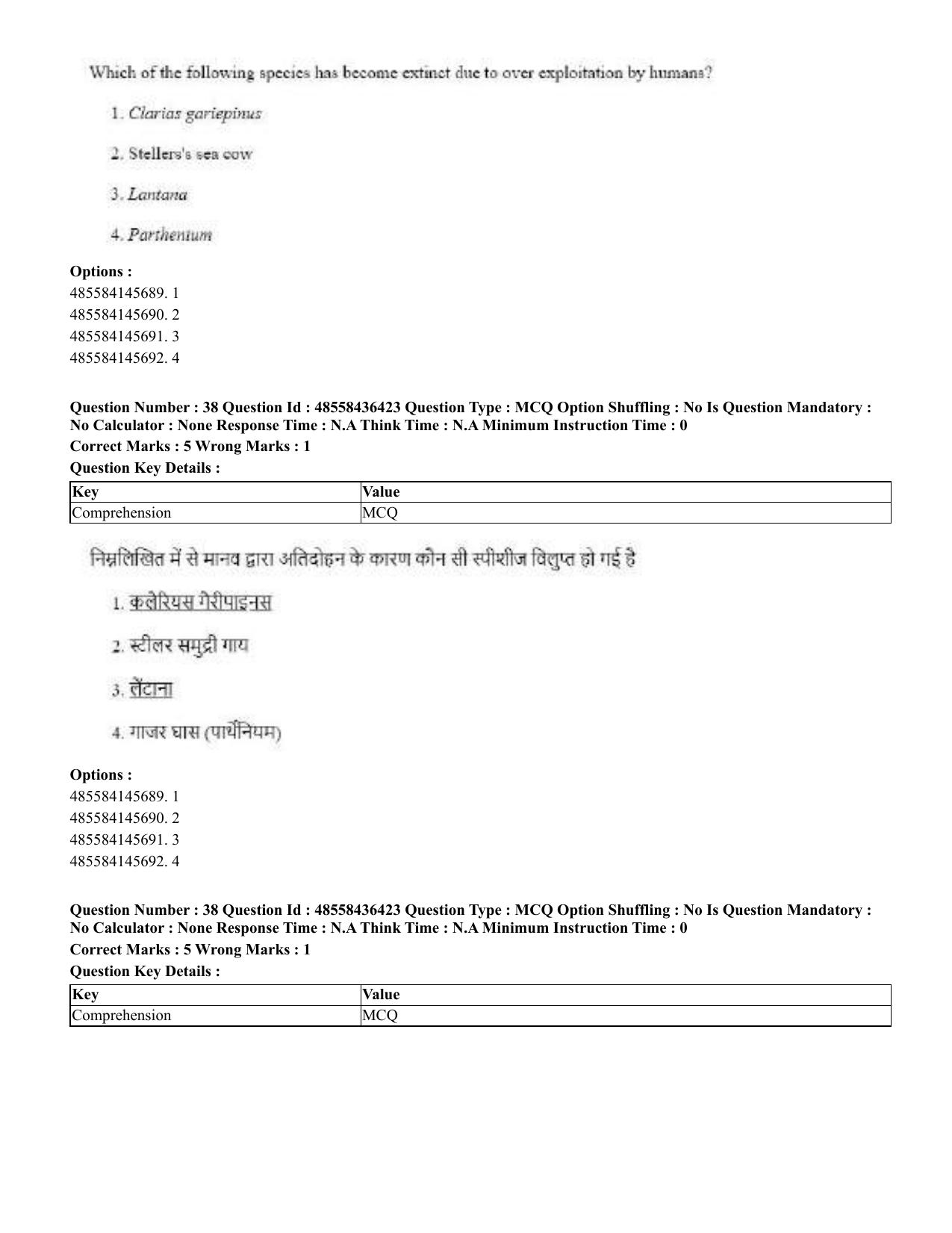 CUET 2023 International Shift 3 Question Papers - 22 June 2023 - Page 280