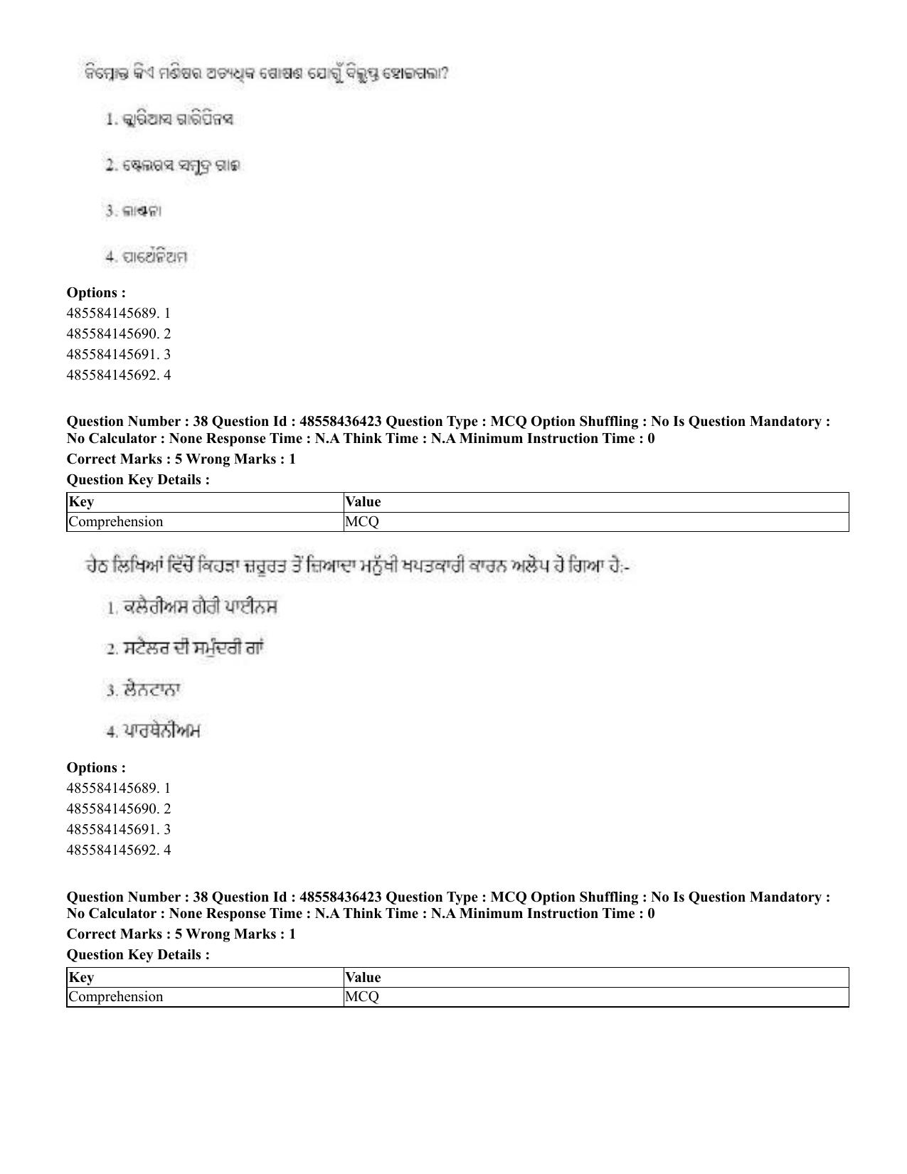 CUET 2023 International Shift 3 Question Papers - 22 June 2023 - Page 284