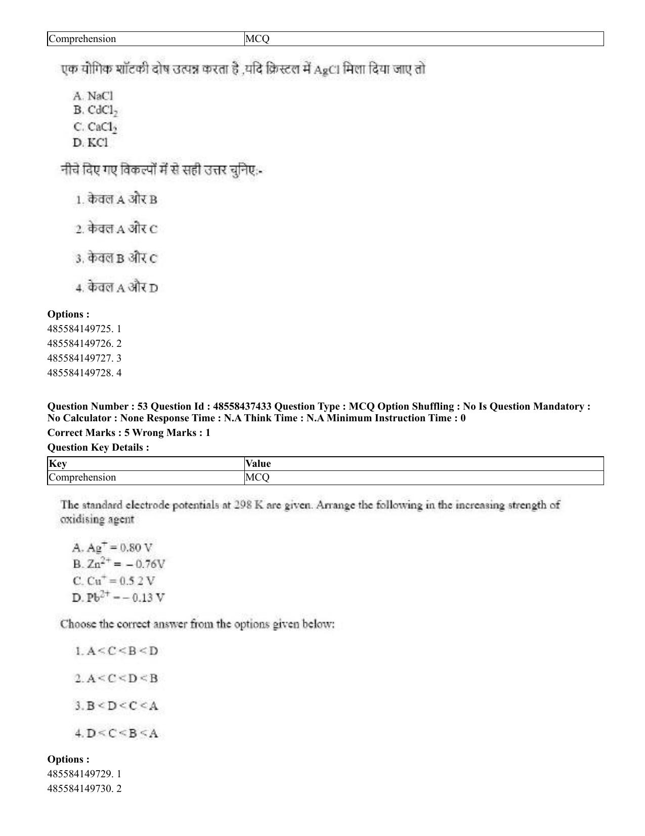 CUET 2023 International Shift 3 Question Papers - 22 June 2023 - Page 414