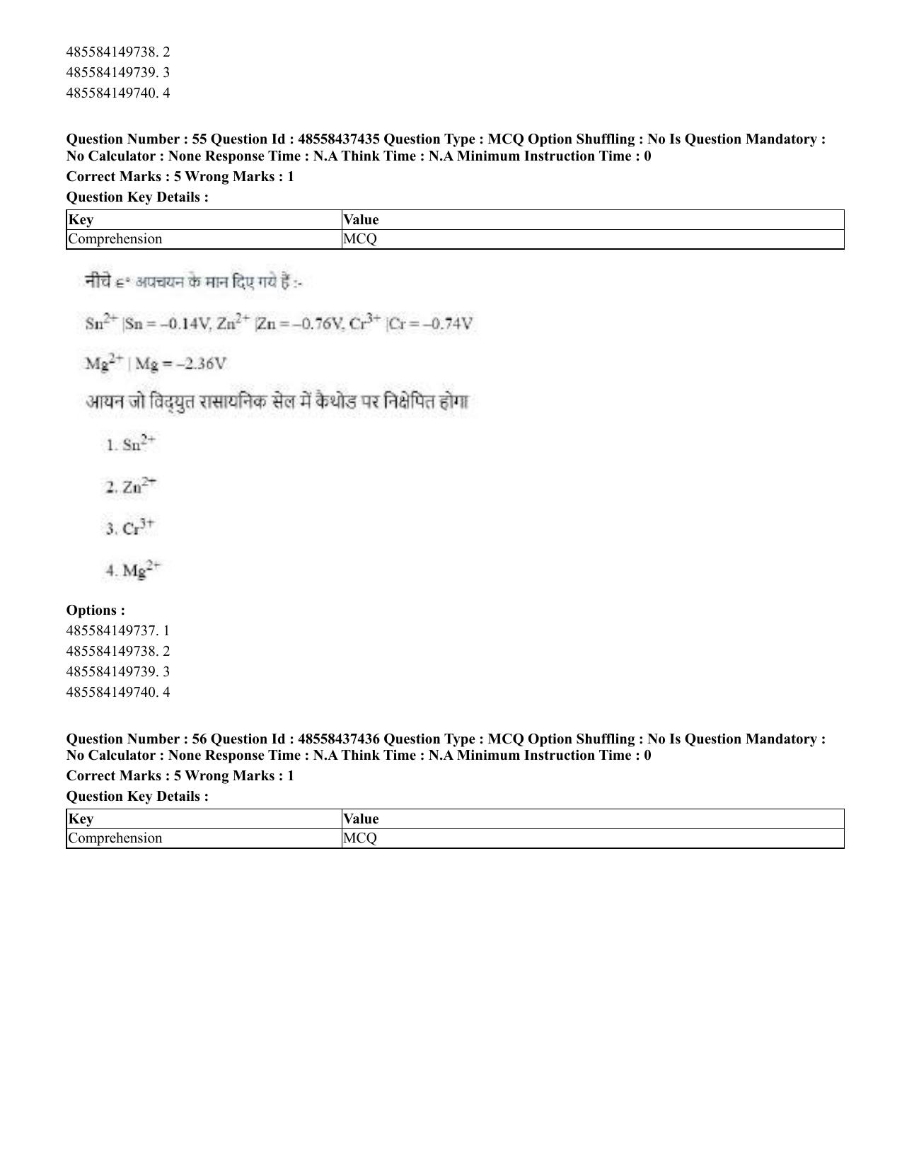 CUET 2023 International Shift 3 Question Papers - 22 June 2023 - Page 417