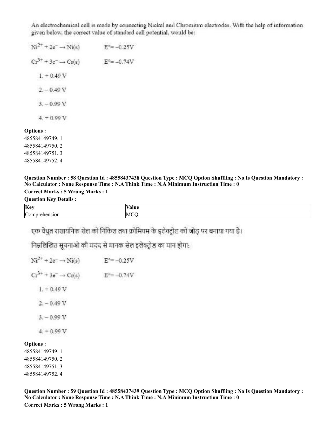 CUET 2023 International Shift 3 Question Papers - 22 June 2023 - Page 420