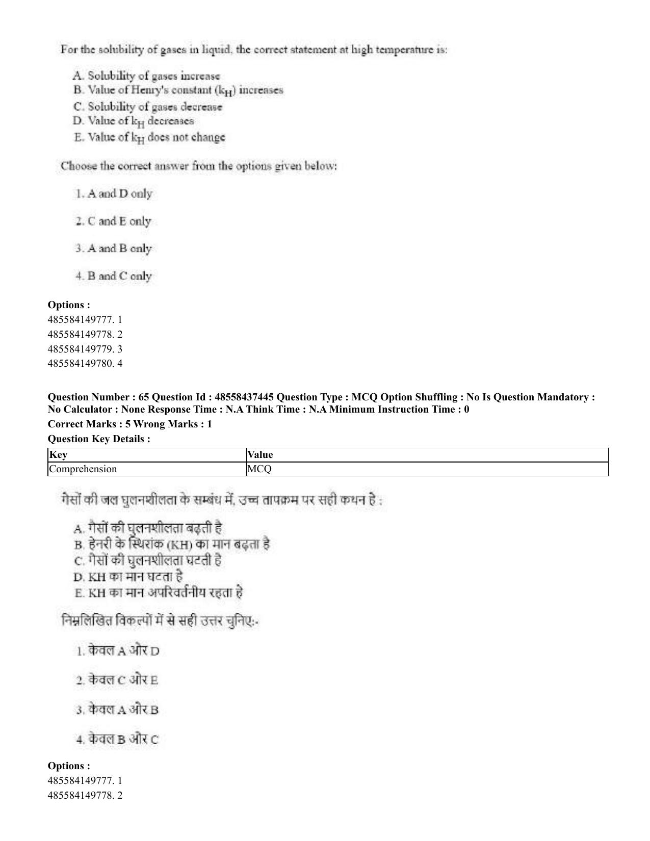 CUET 2023 International Shift 3 Question Papers - 22 June 2023 - Page 427