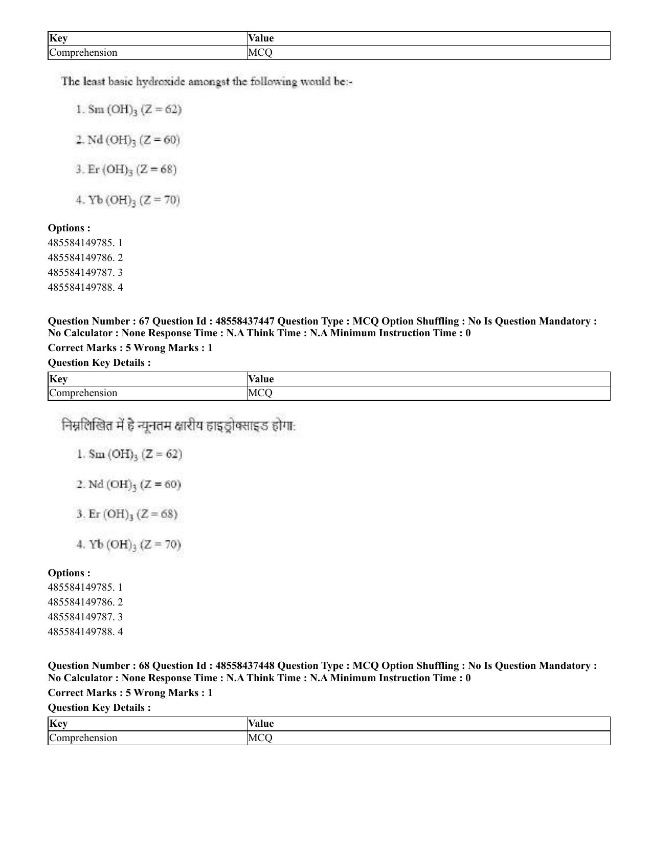 CUET 2023 International Shift 3 Question Papers - 22 June 2023 - Page 429