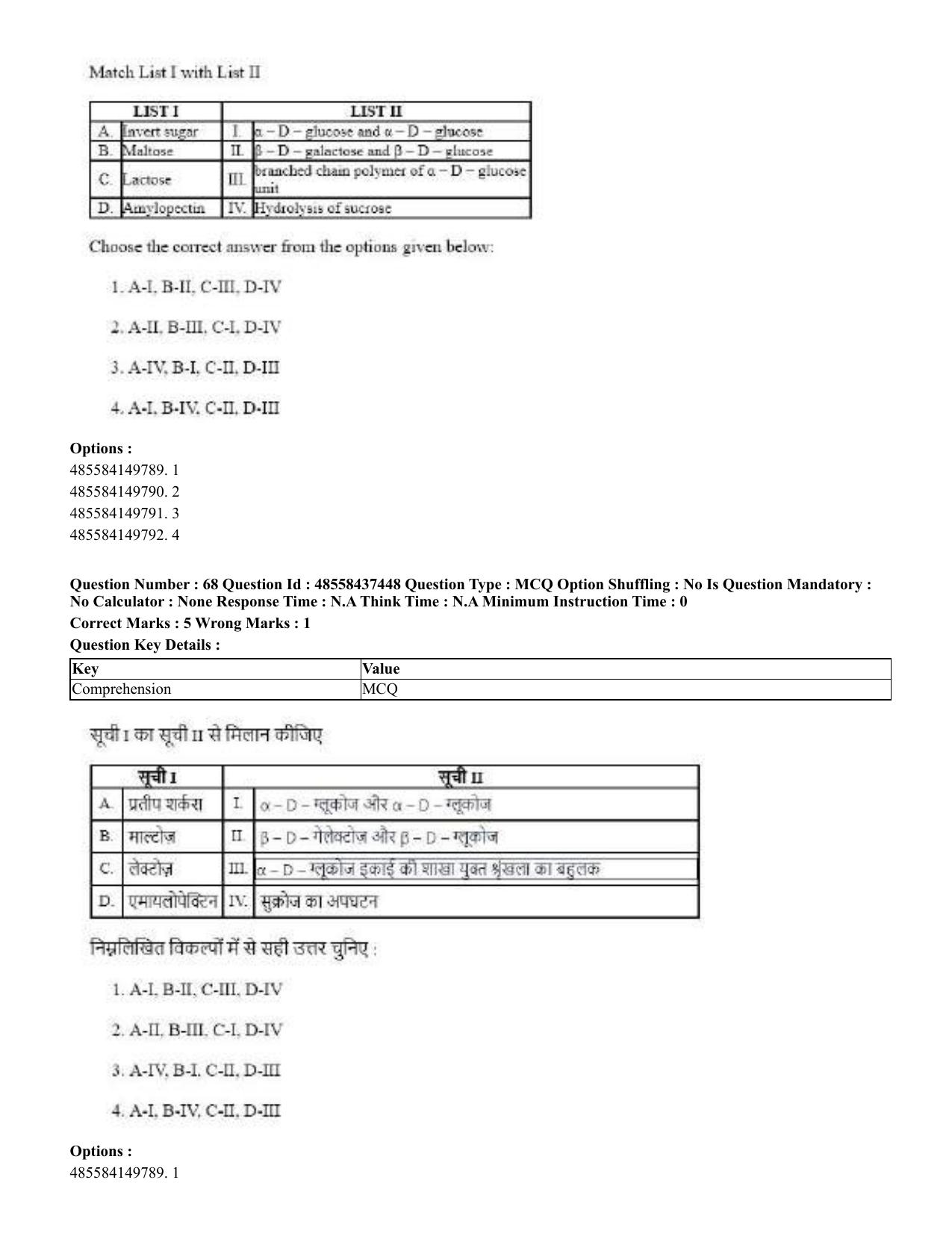 CUET 2023 International Shift 3 Question Papers - 22 June 2023 - Page 430