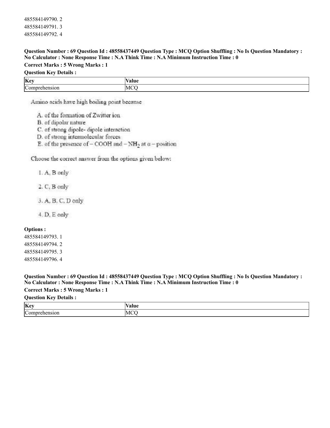 CUET 2023 International Shift 3 Question Papers - 22 June 2023 - Page 431