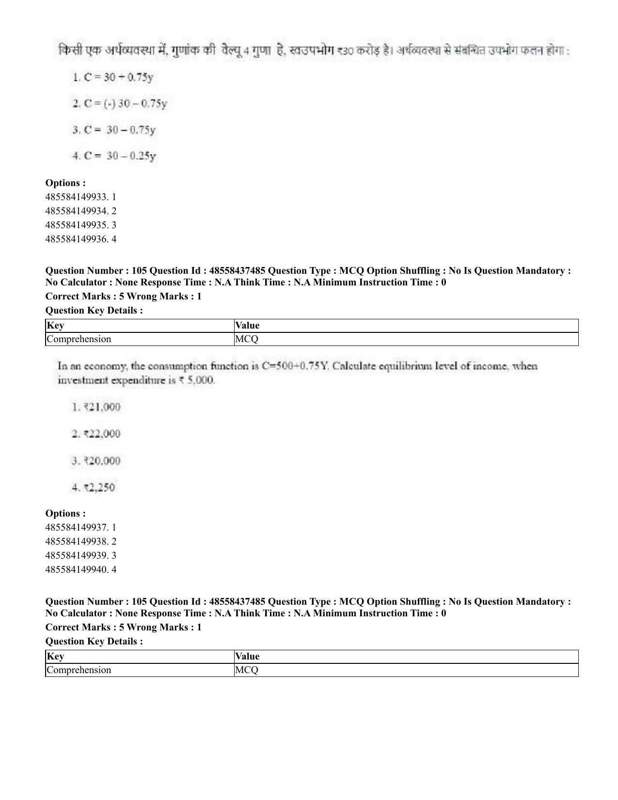 CUET 2023 International Shift 3 Question Papers - 22 June 2023 - Page 474