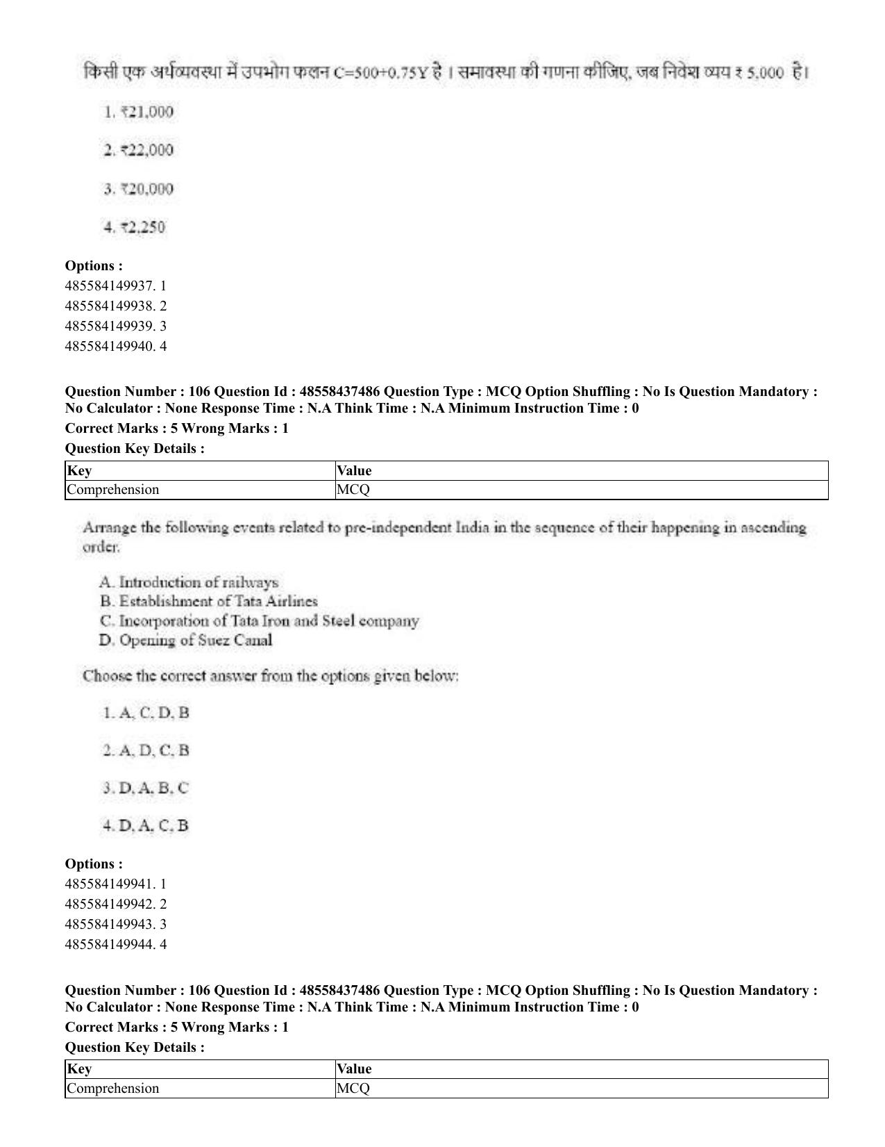 CUET 2023 International Shift 3 Question Papers - 22 June 2023 - Page 475