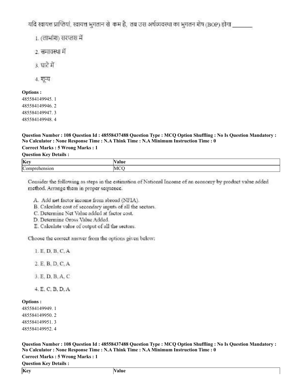 CUET 2023 International Shift 3 Question Papers - 22 June 2023 - Page 477