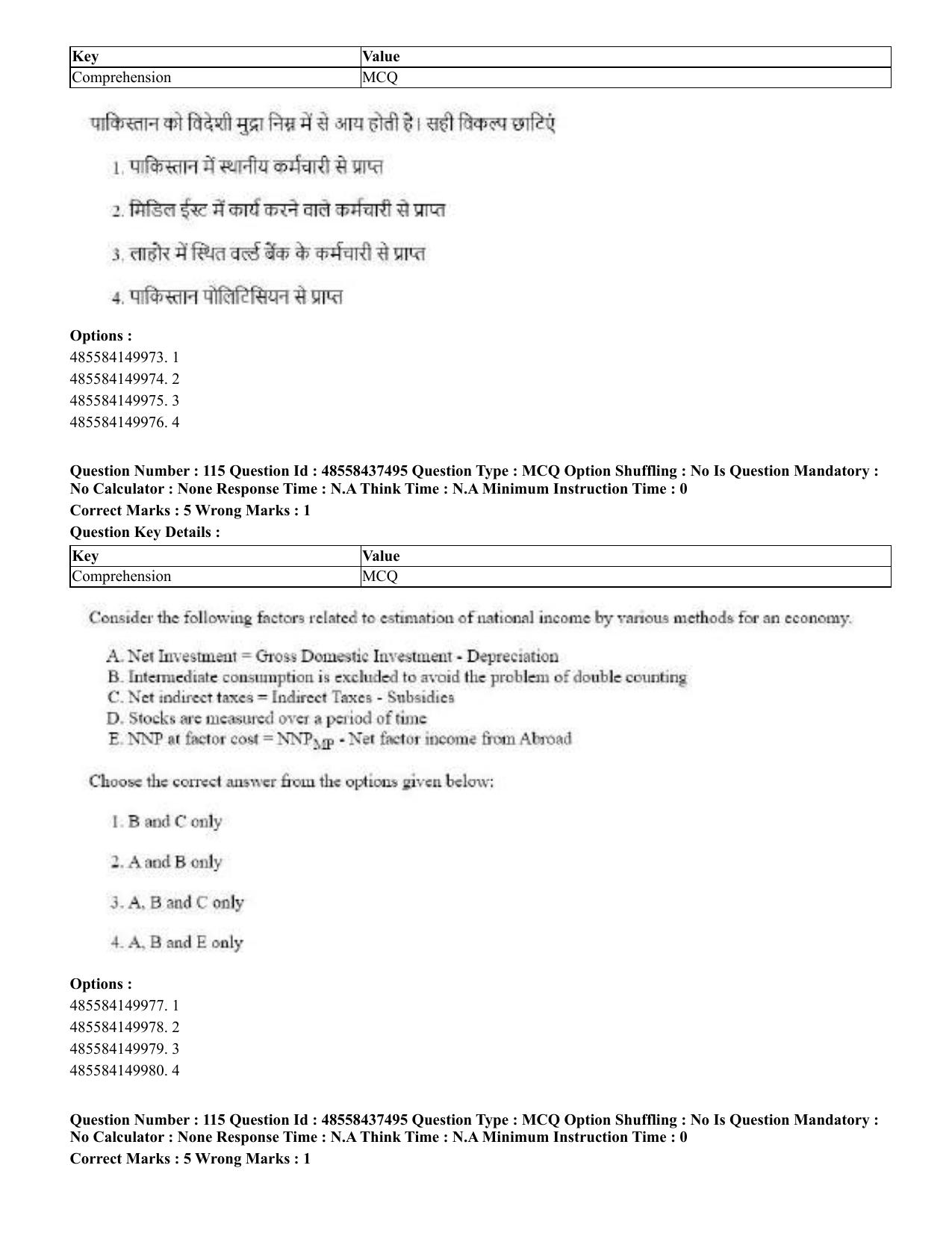 CUET 2023 International Shift 3 Question Papers - 22 June 2023 - Page 487