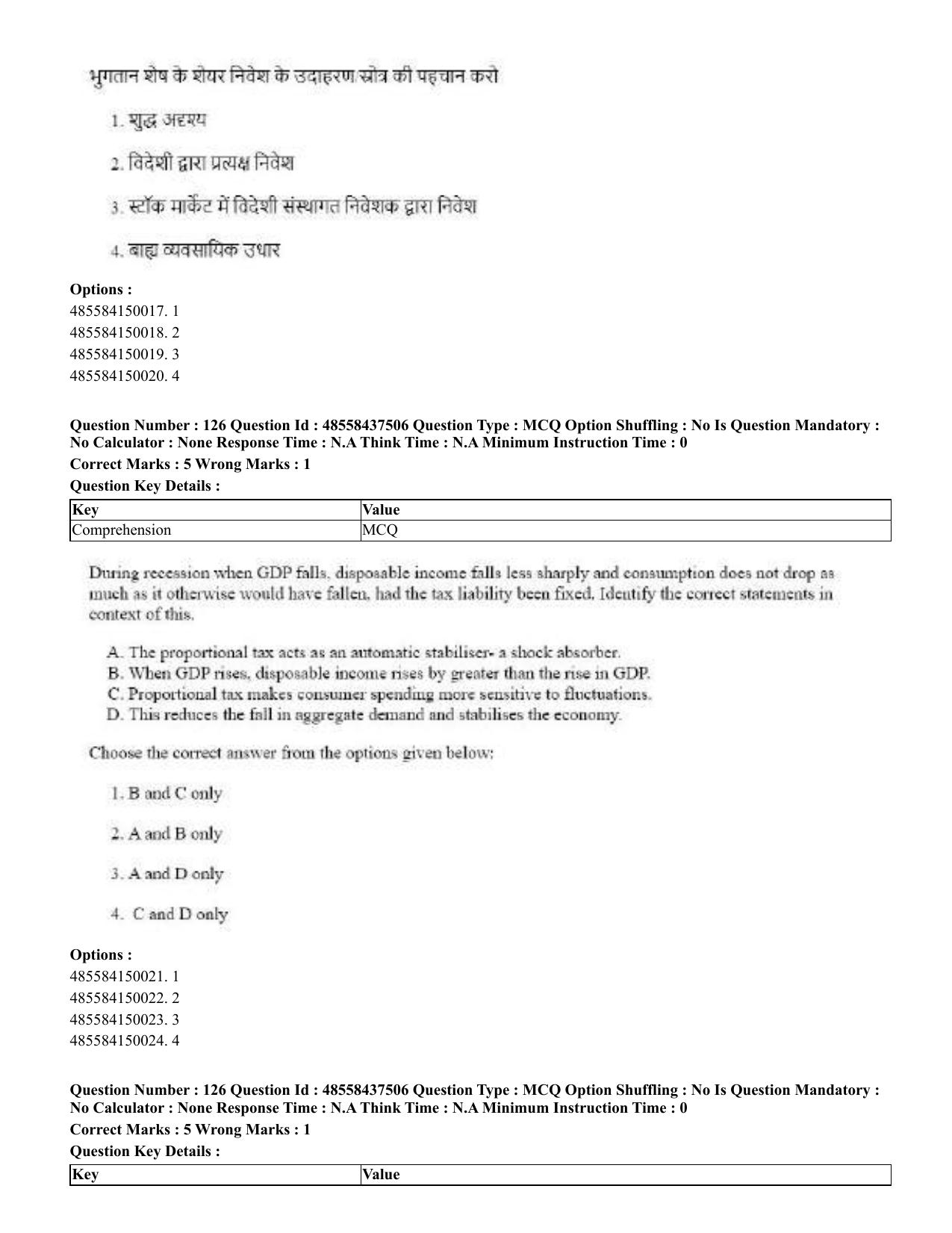 CUET 2023 International Shift 3 Question Papers - 22 June 2023 - Page 499
