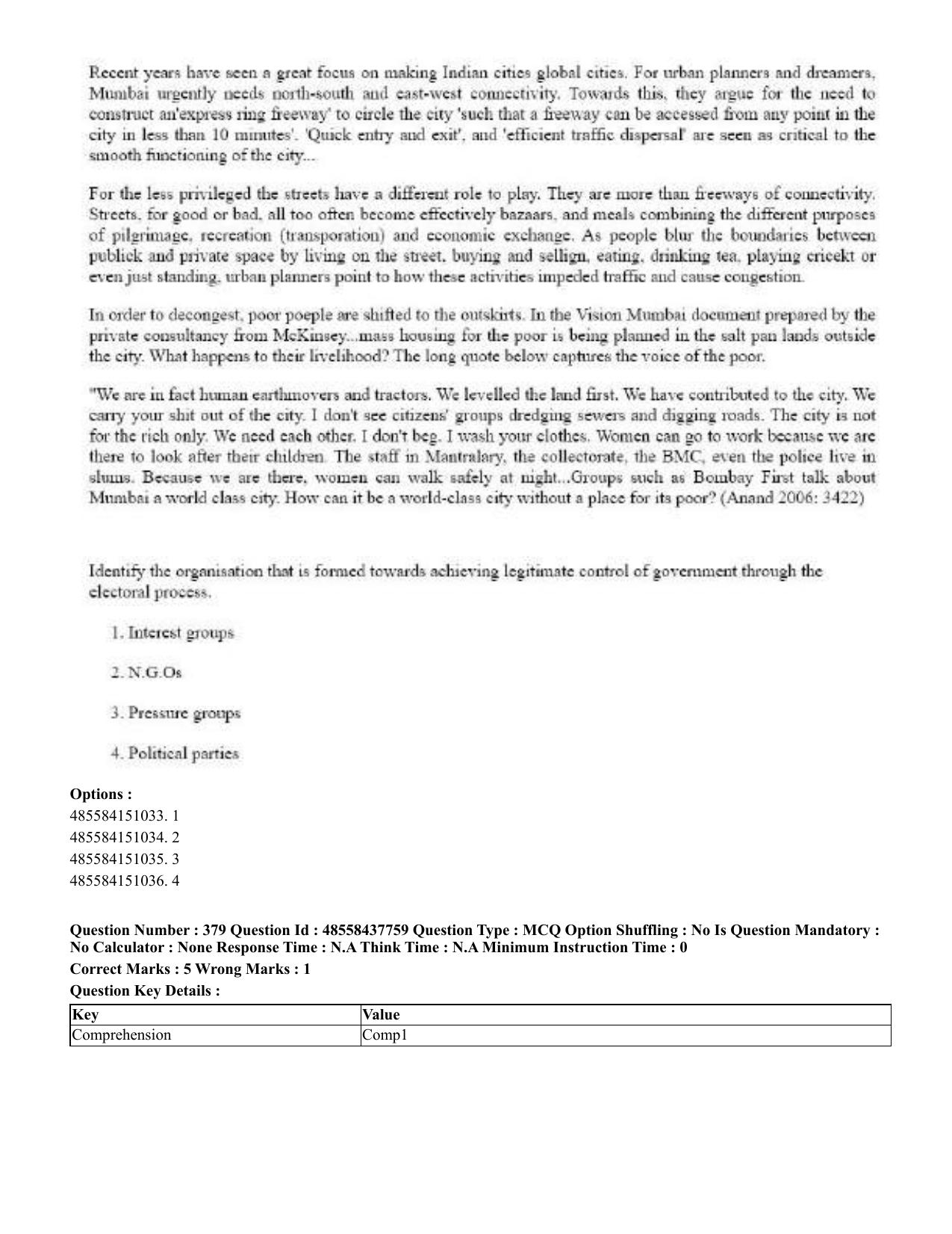 CUET 2023 International Shift 3 Question Papers - 22 June 2023 - Page 801