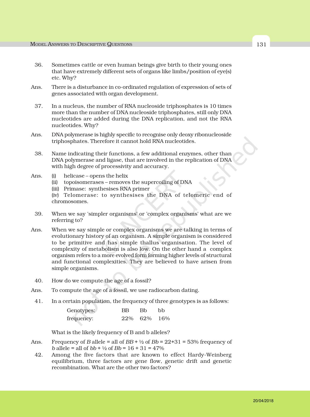 NCERT Exemplar Class 12: Biology - Answers to Descriptive Questions - Page 7