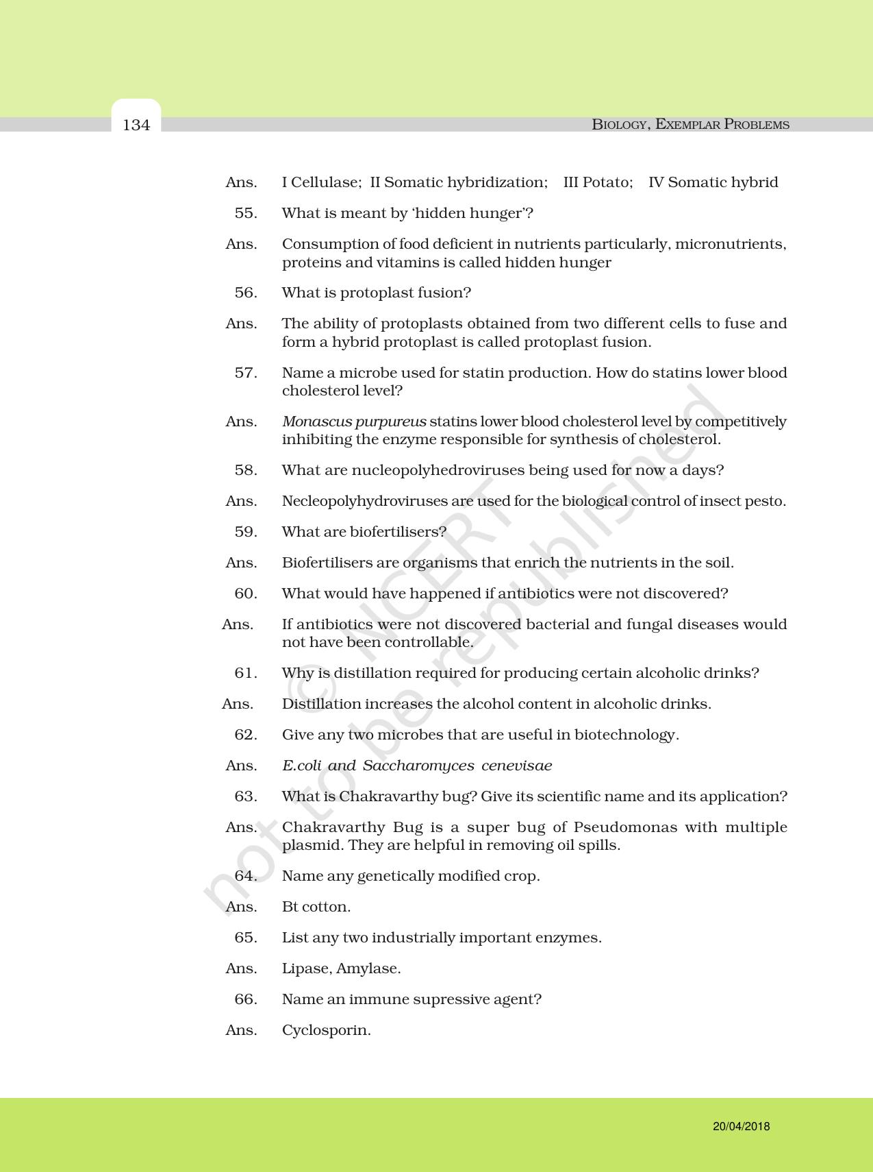 NCERT Exemplar Class 12: Biology - Answers to Descriptive Questions - Page 10