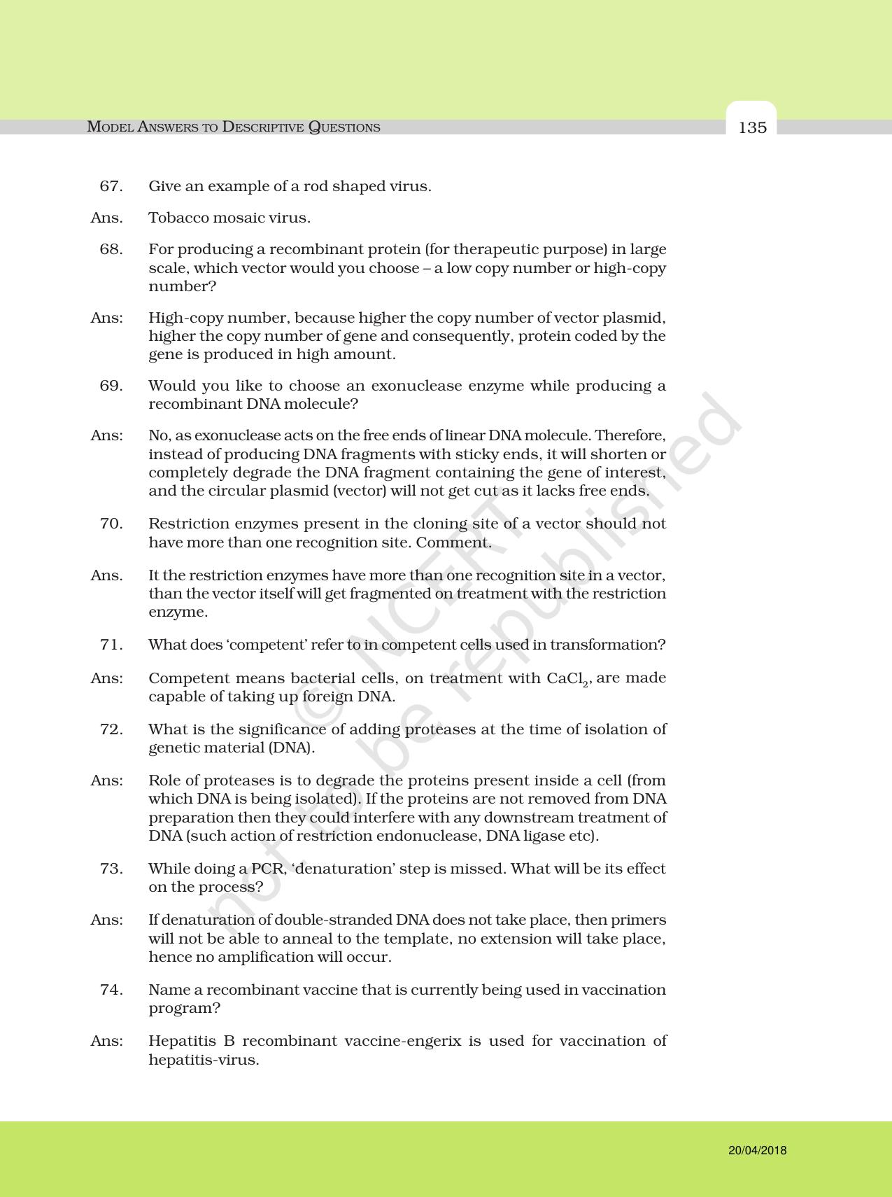 NCERT Exemplar Class 12: Biology - Answers to Descriptive Questions - Page 11