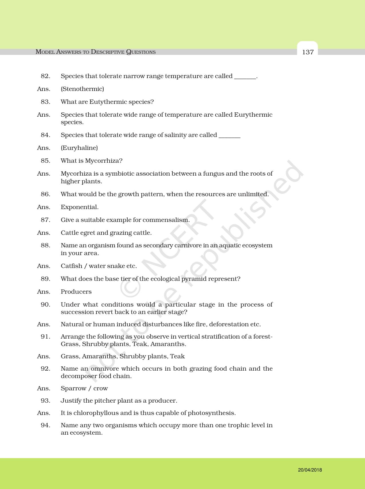 NCERT Exemplar Class 12: Biology - Answers to Descriptive Questions - Page 13