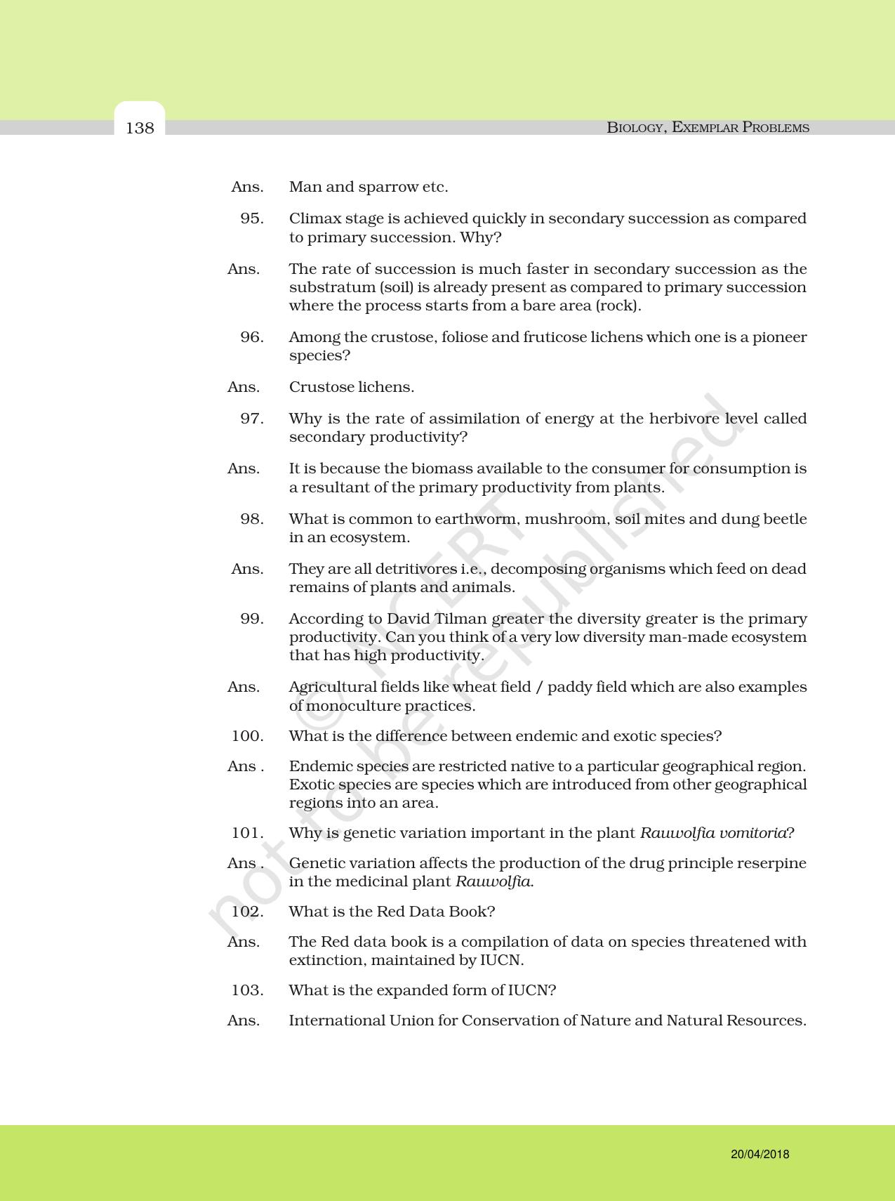 NCERT Exemplar Class 12: Biology - Answers to Descriptive Questions - Page 14