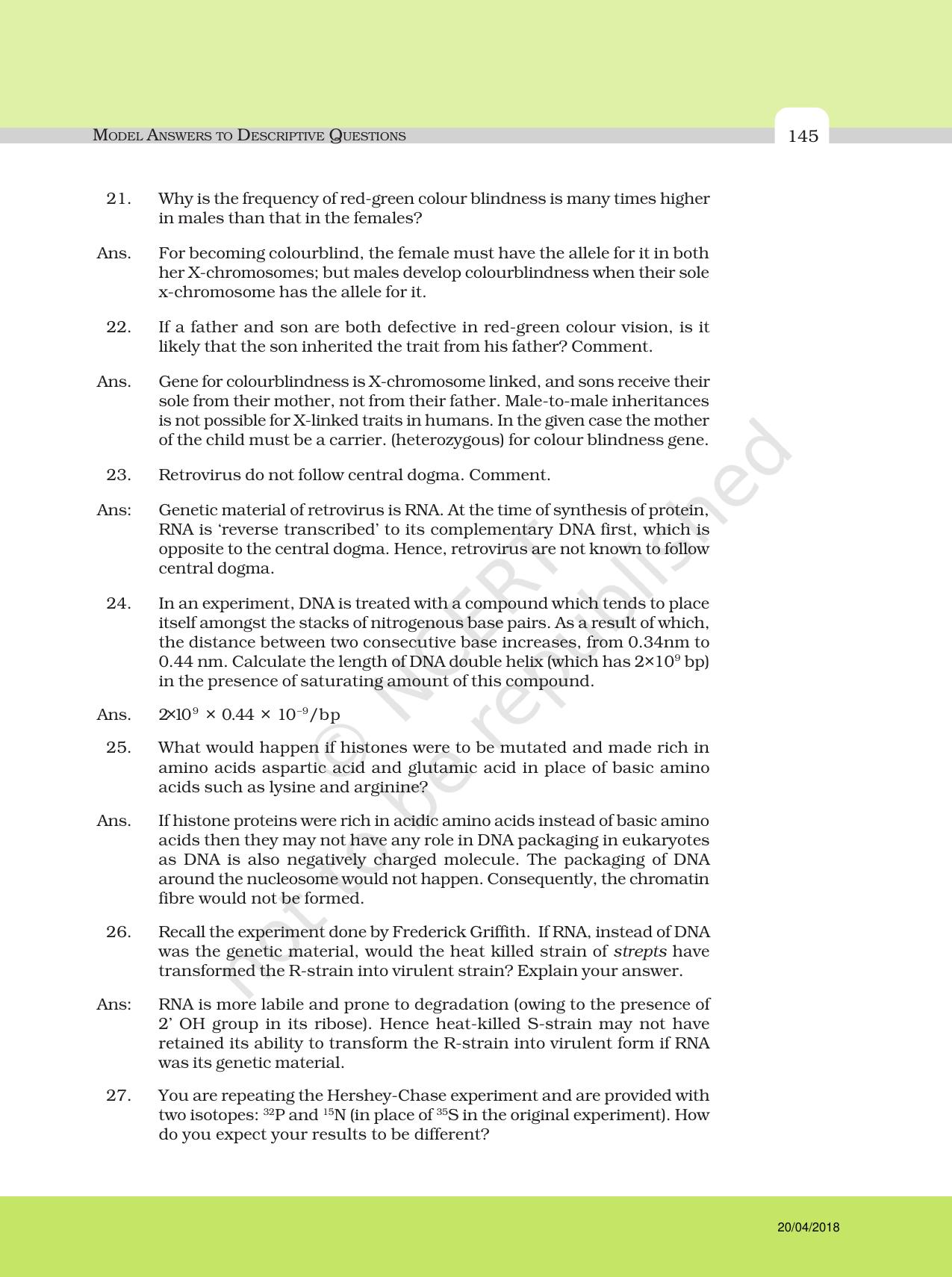 NCERT Exemplar Class 12: Biology - Answers to Descriptive Questions - Page 21