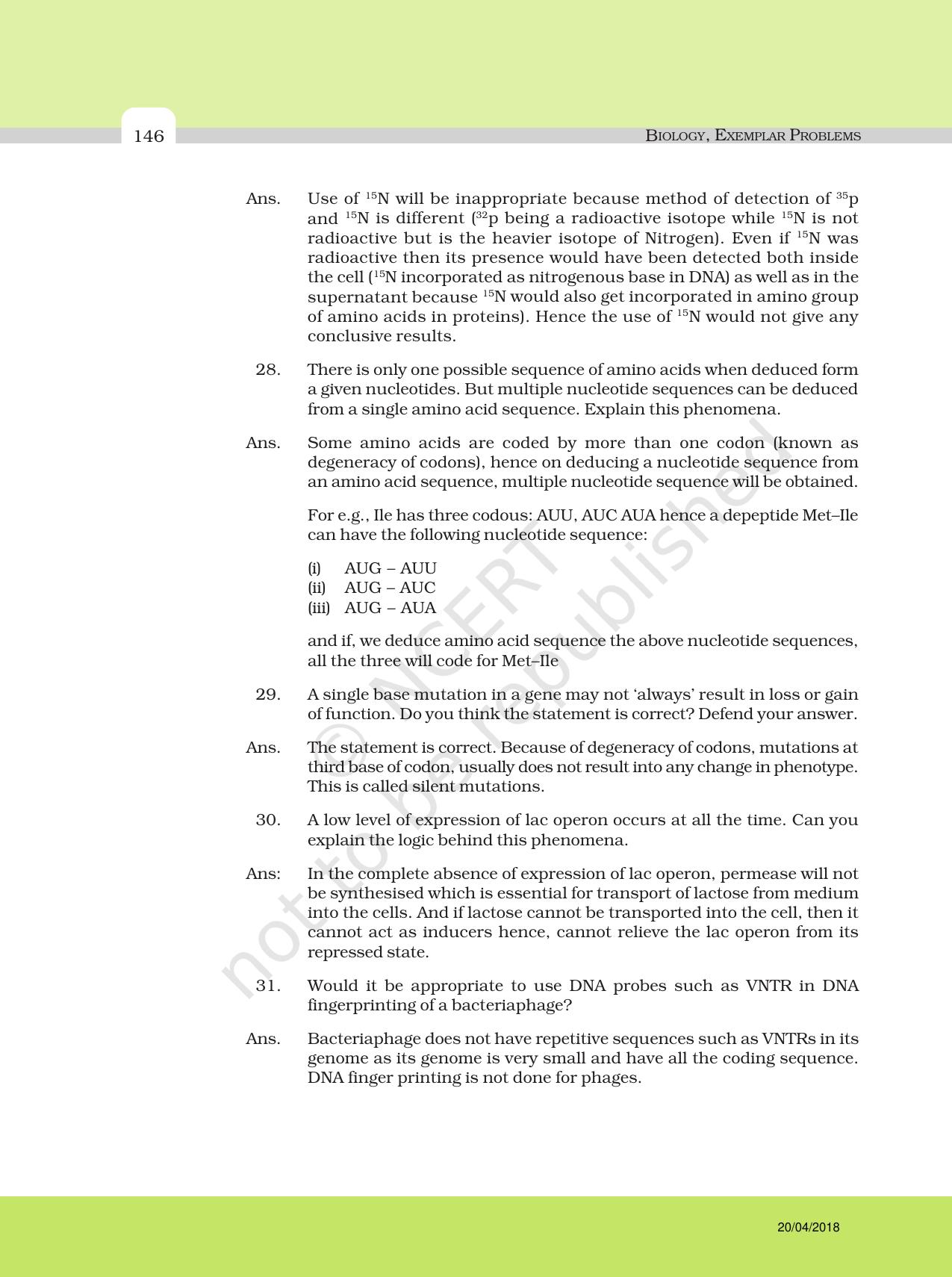 NCERT Exemplar Class 12: Biology - Answers to Descriptive Questions - Page 22