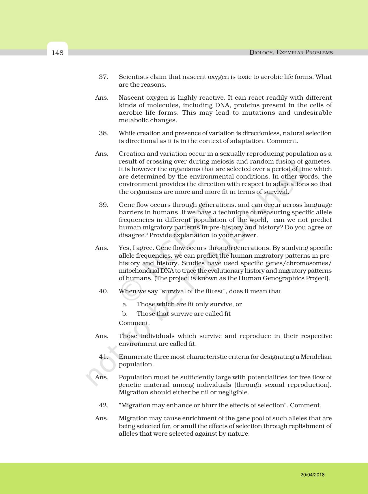 NCERT Exemplar Class 12: Biology - Answers to Descriptive Questions - Page 24