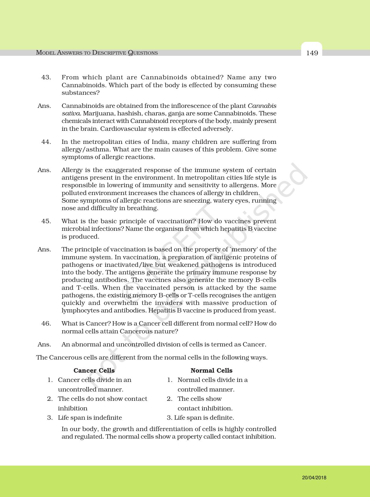 NCERT Exemplar Class 12: Biology - Answers to Descriptive Questions - Page 25