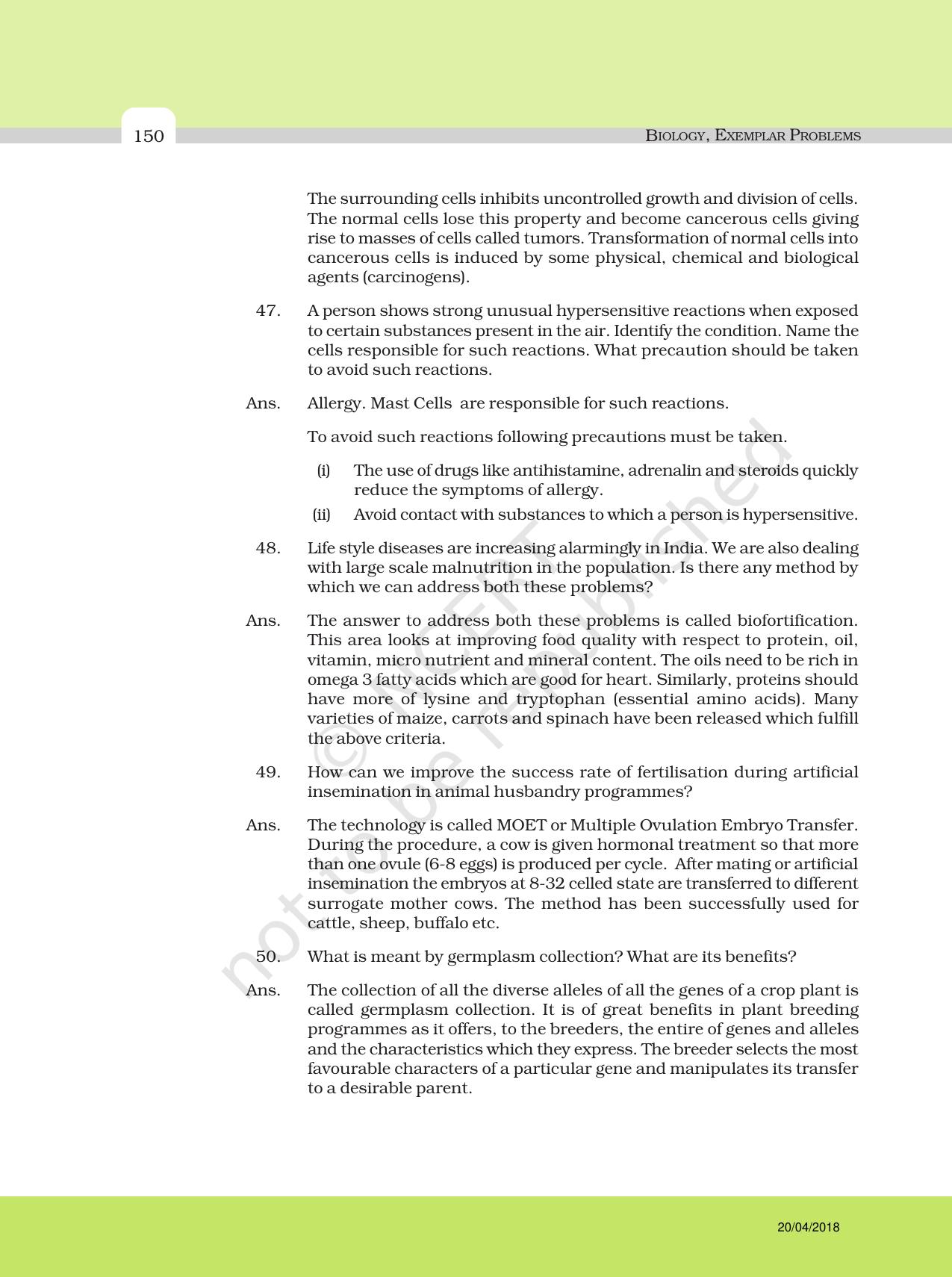 NCERT Exemplar Class 12: Biology - Answers to Descriptive Questions - Page 26