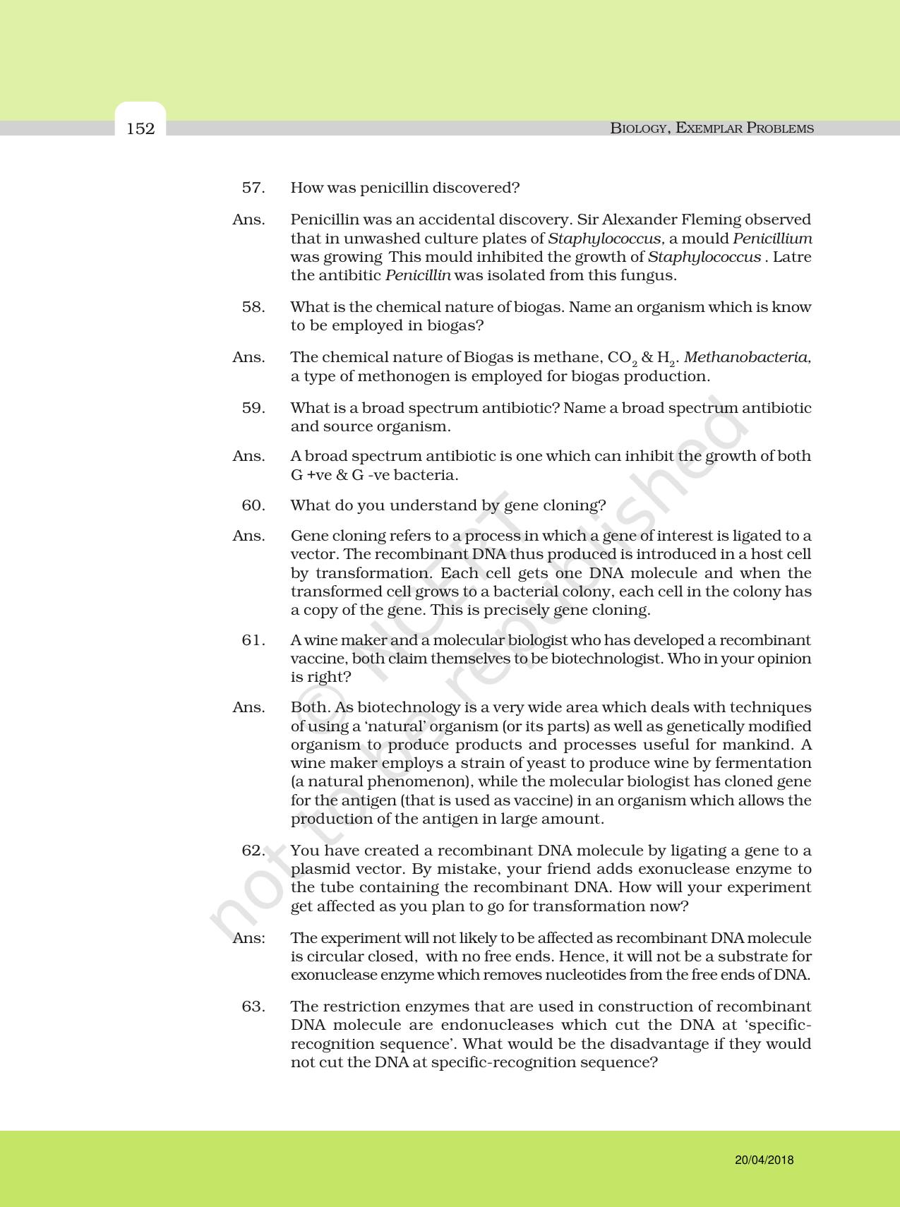 NCERT Exemplar Class 12: Biology - Answers to Descriptive Questions - Page 28