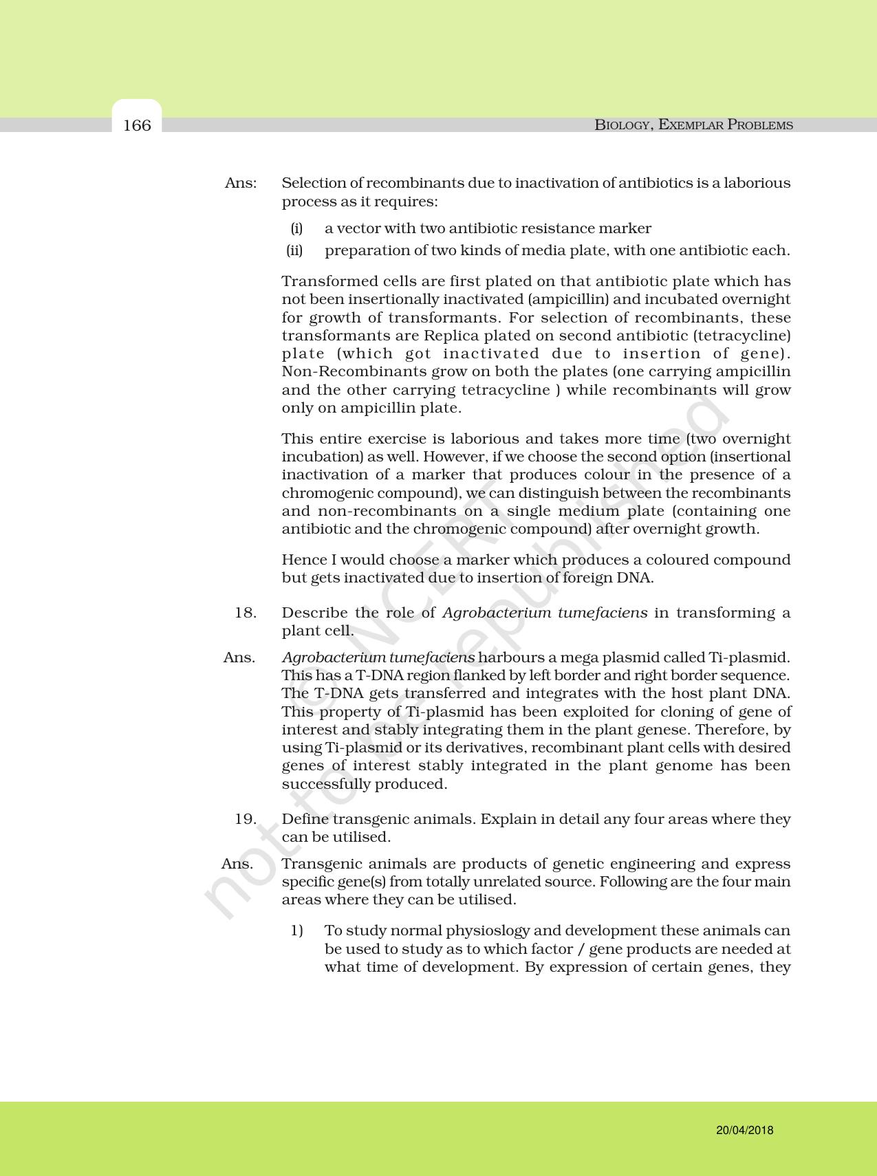 NCERT Exemplar Class 12: Biology - Answers to Descriptive Questions - Page 42