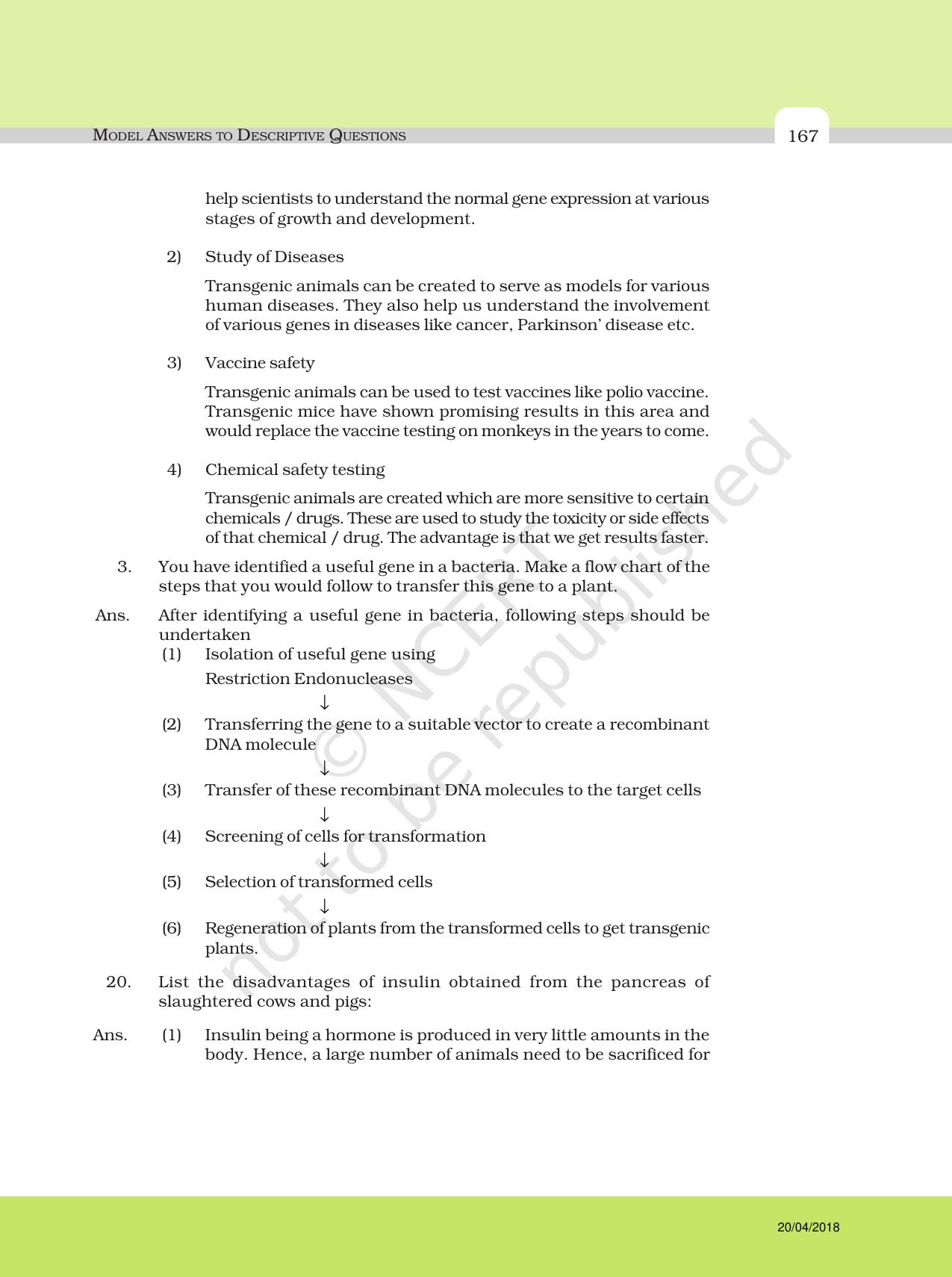 NCERT Exemplar Class 12: Biology - Answers to Descriptive Questions - Page 43