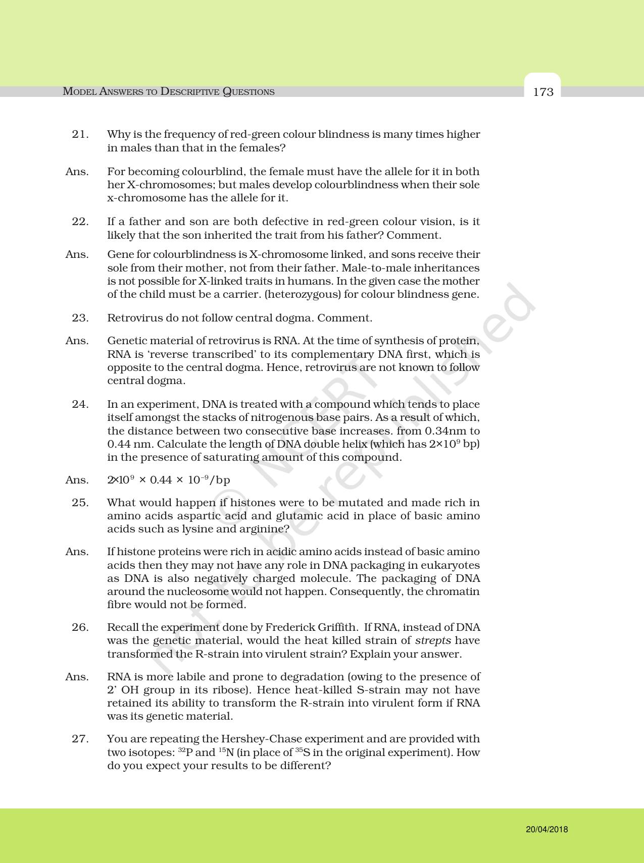 NCERT Exemplar Class 12: Biology - Answers to Descriptive Questions - Page 49