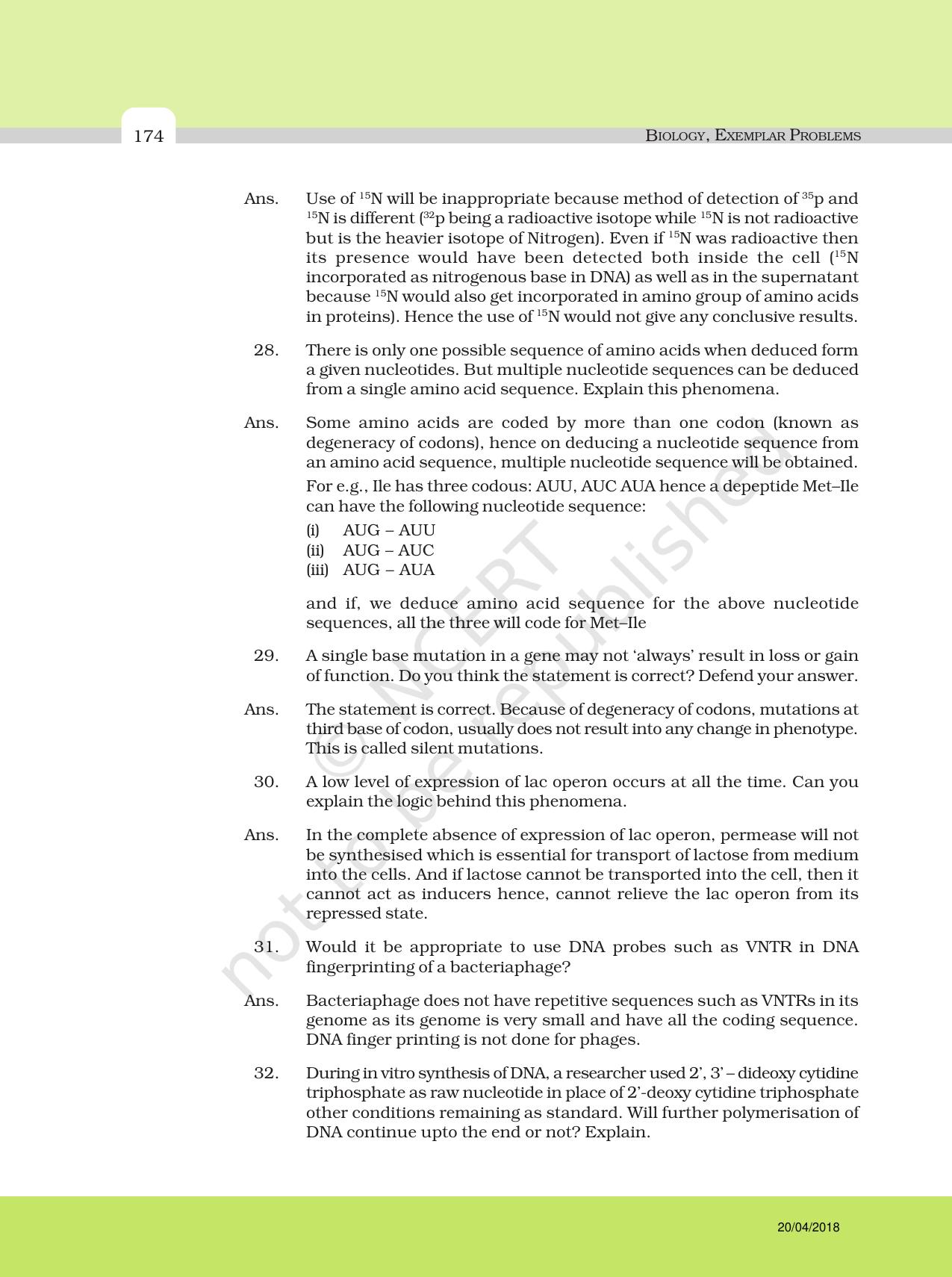 NCERT Exemplar Class 12: Biology - Answers to Descriptive Questions - Page 50