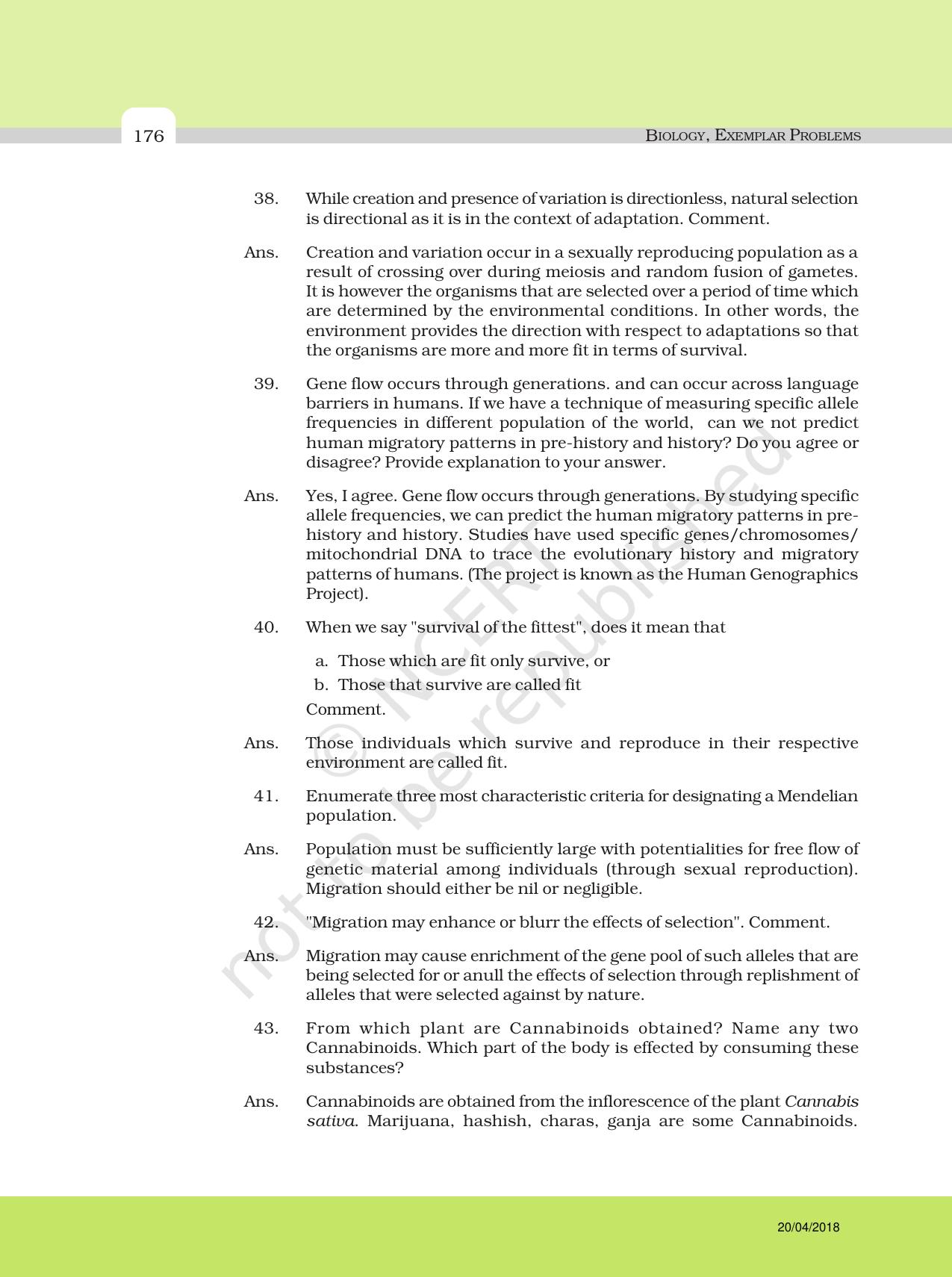 NCERT Exemplar Class 12: Biology - Answers to Descriptive Questions - Page 52