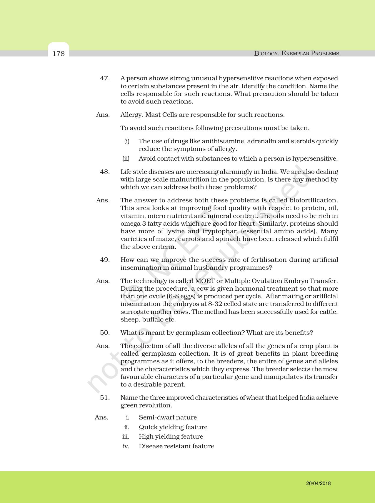 NCERT Exemplar Class 12: Biology - Answers to Descriptive Questions - Page 54